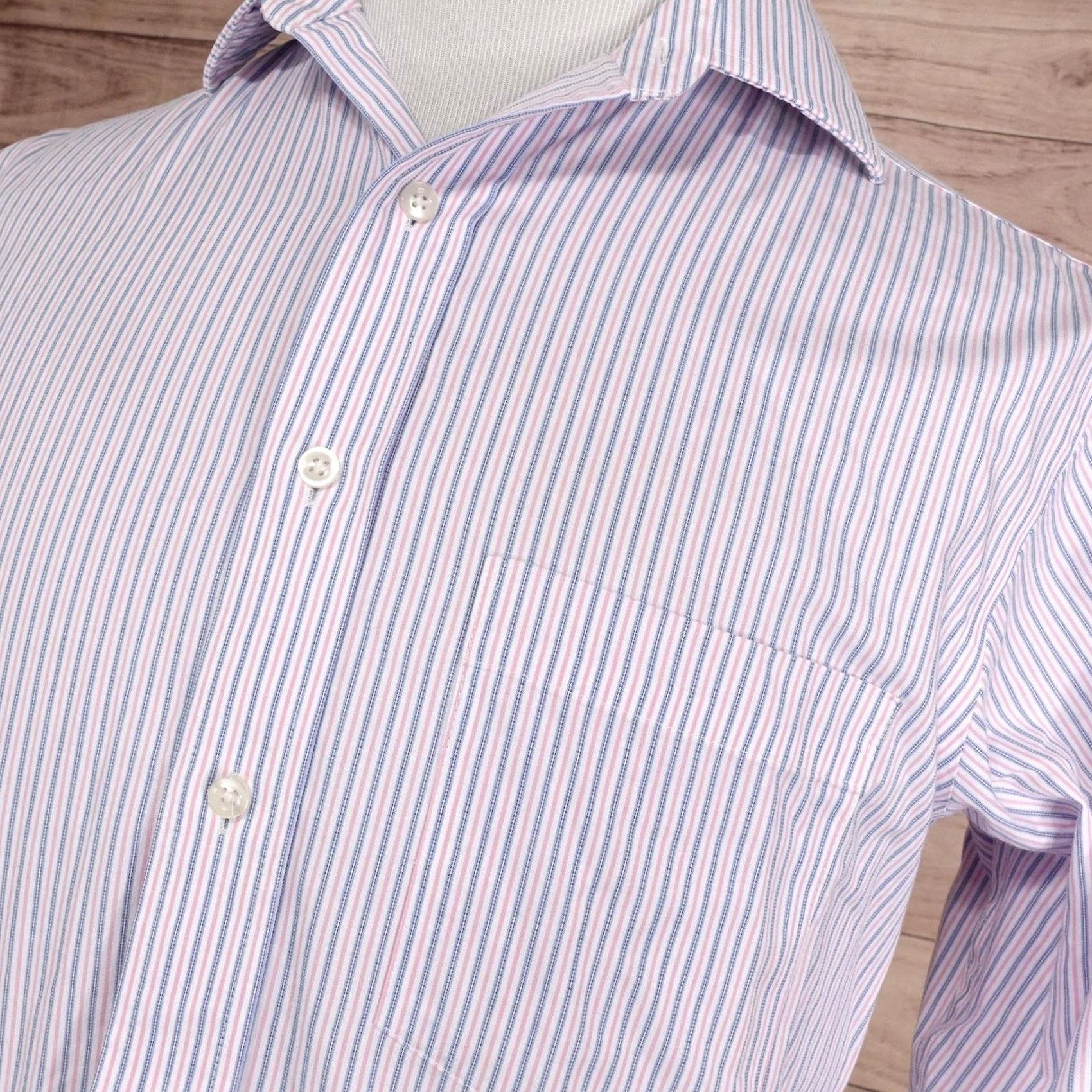 Chaps Chaps Dress Shirt Mens 15.5 32/33 Multicolor Striped Classic Fit Button Collar 100% Cotton Non-Iron Shirt Mens Size 42R - 2 Thumbnail