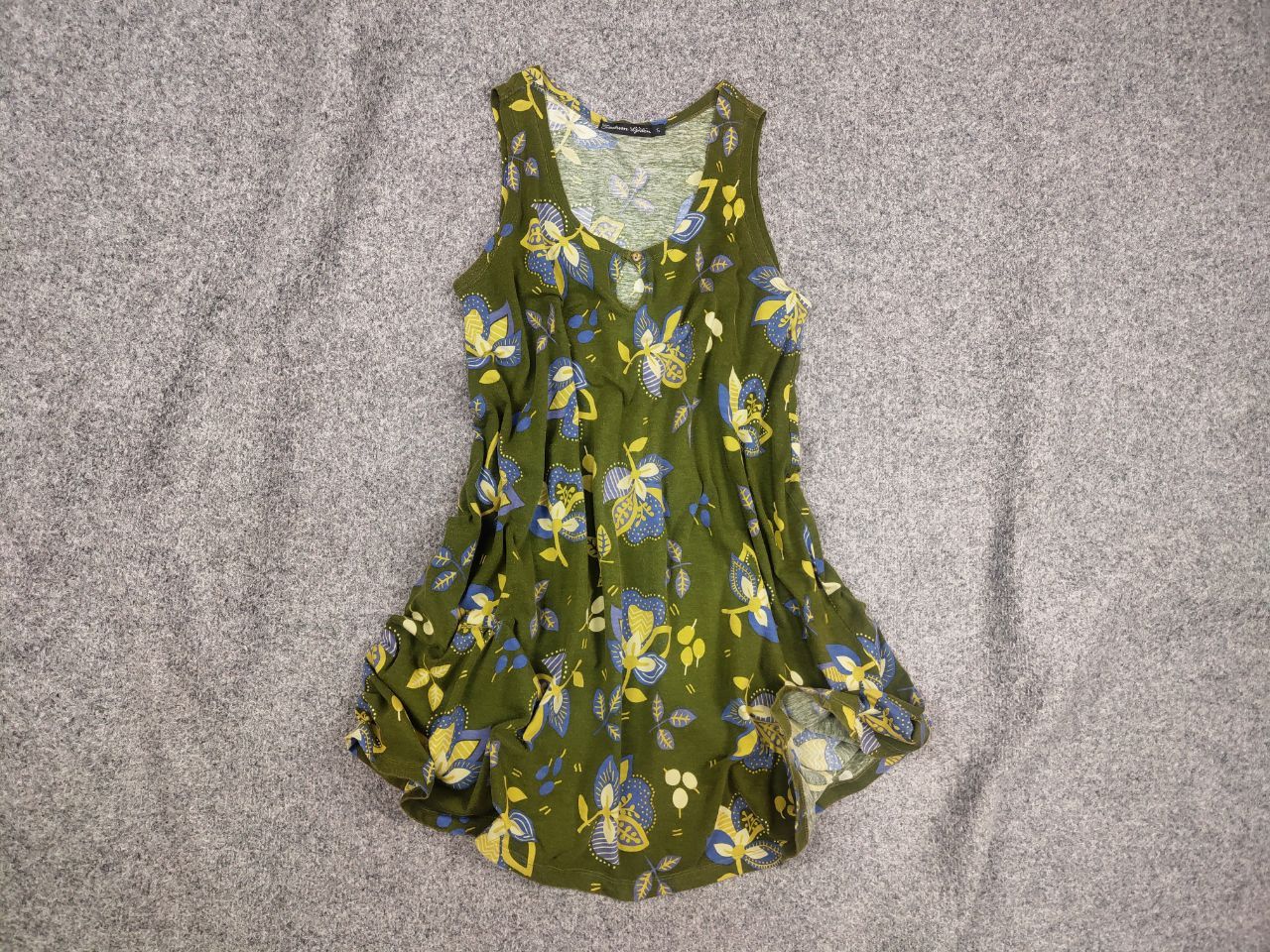 Gudrun Sjoden Gudrun Sjödén Design cotton Green Flower Pattern Tank dress Size S / US 4 / IT 40 - 1 Thumbnail