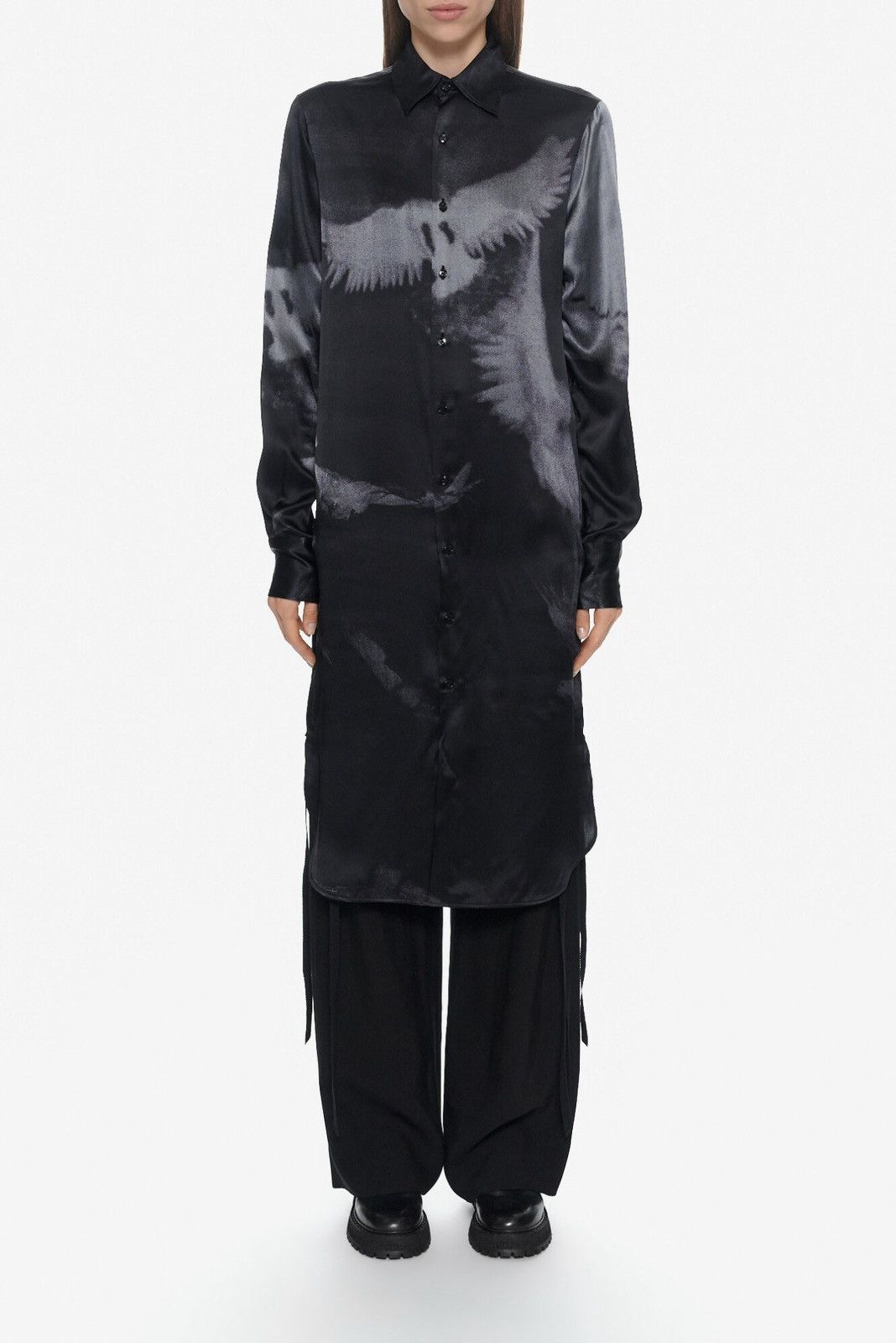 Ann Demeulemeester Ann Demeulemeester Rada Print Detail Silk Long Shirt Size XS / US 0-2 / IT 36-38 - 1 Thumbnail