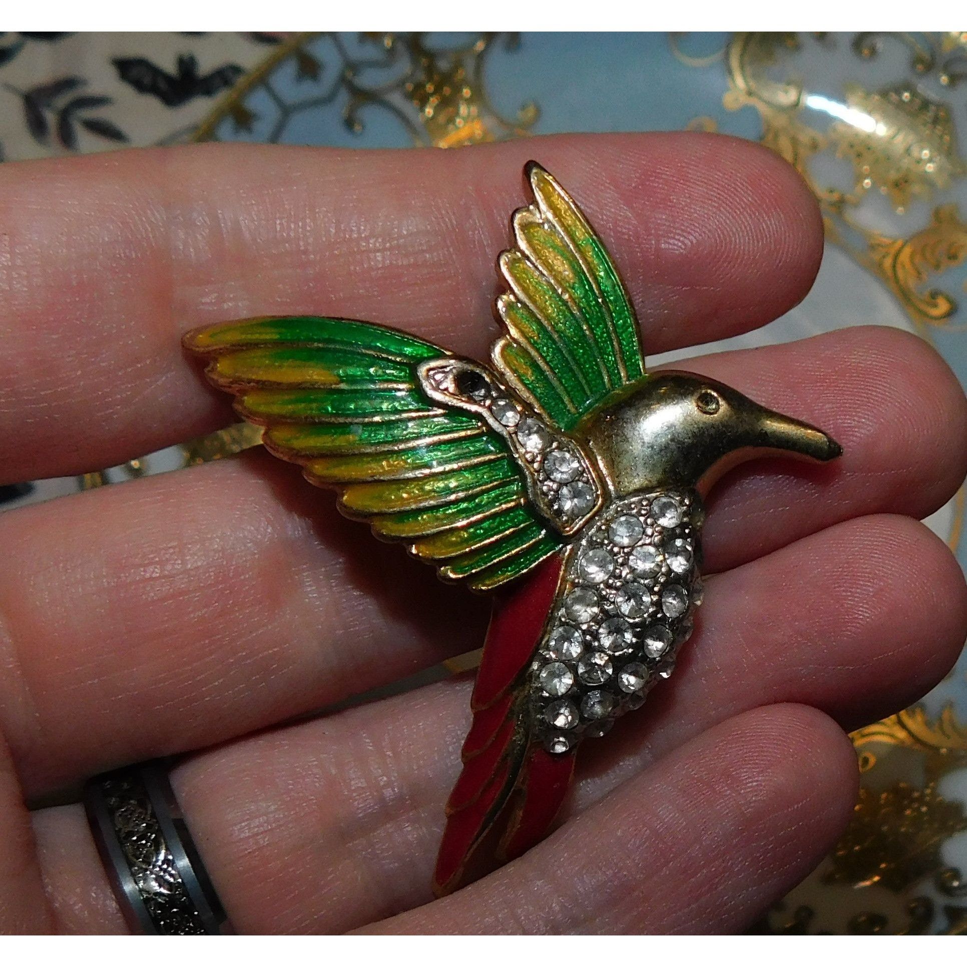 Other Vintage Humming Bird Brooch With Rhinestones And Enamel Size ONE SIZE - 2 Thumbnail