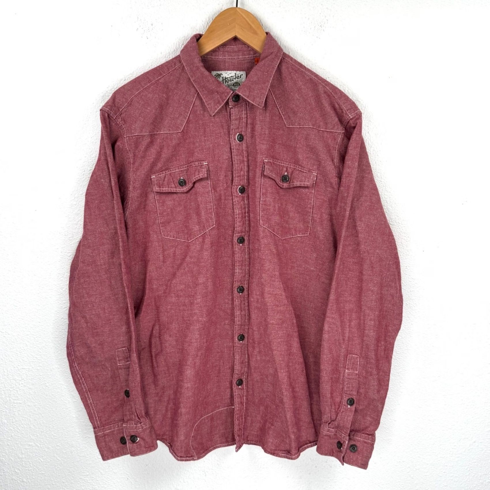 Howler Brothers Howler Brothers Shirt Mens L Sheridan Chambray Long Sleeve Linen Blend Red Size US L / EU 52-54 / 3 - 2 Thumbnail