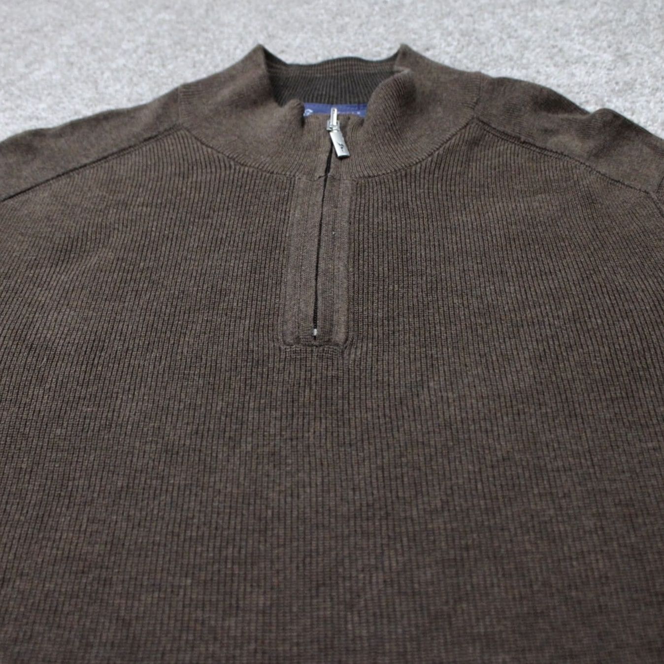 Tommy Bahama Tommy Bahama Reversible Sweatshirt Mens XL Brown 1/4 Zip Pima Cotton L/S Sweater Size US XL / EU 56 / 4 - 4 Thumbnail