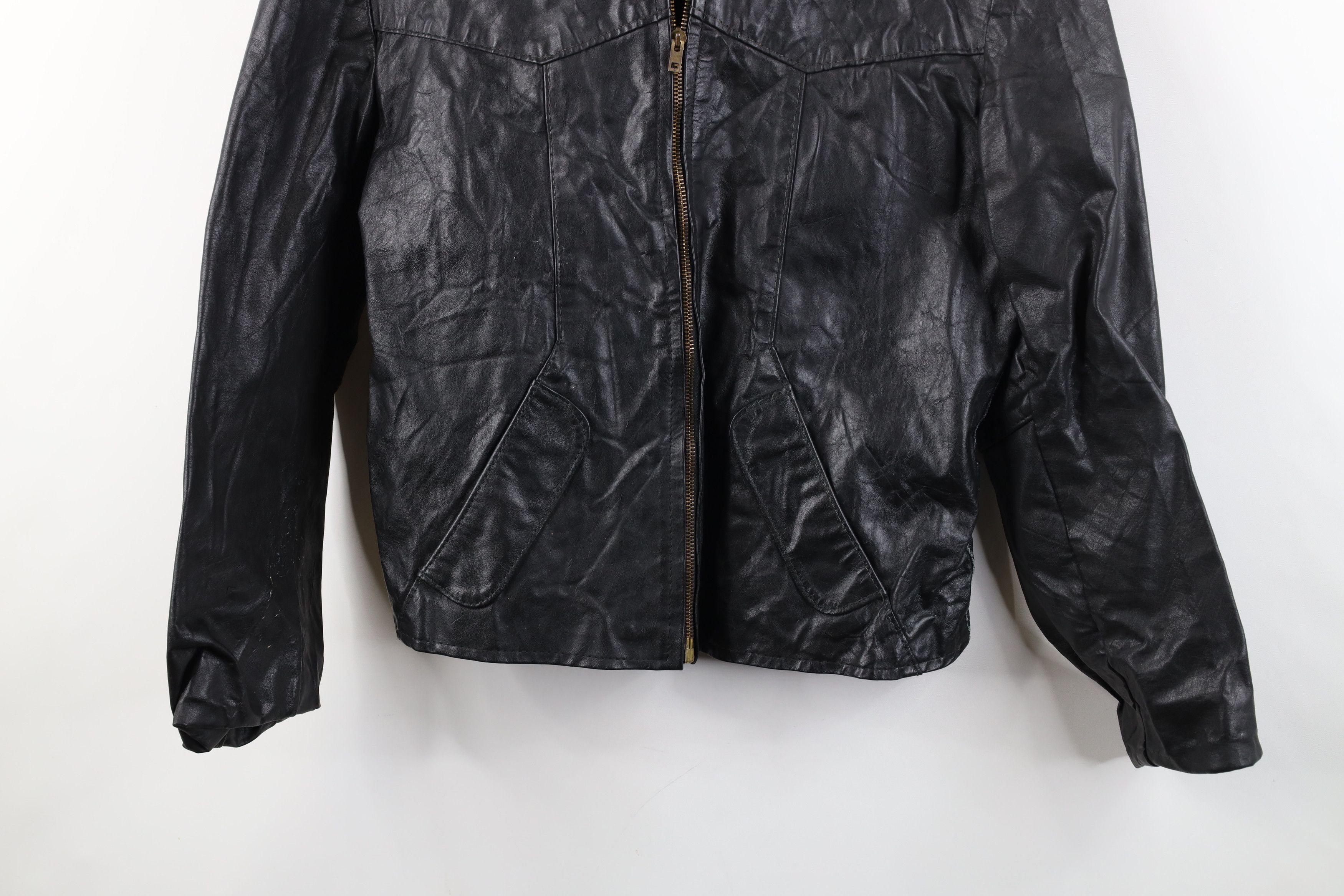 Vintage Vintage 60s 70s Streetwear Leather Bomber Jacket Black Size M / US 6-8 / IT 42-44 - 3 Thumbnail