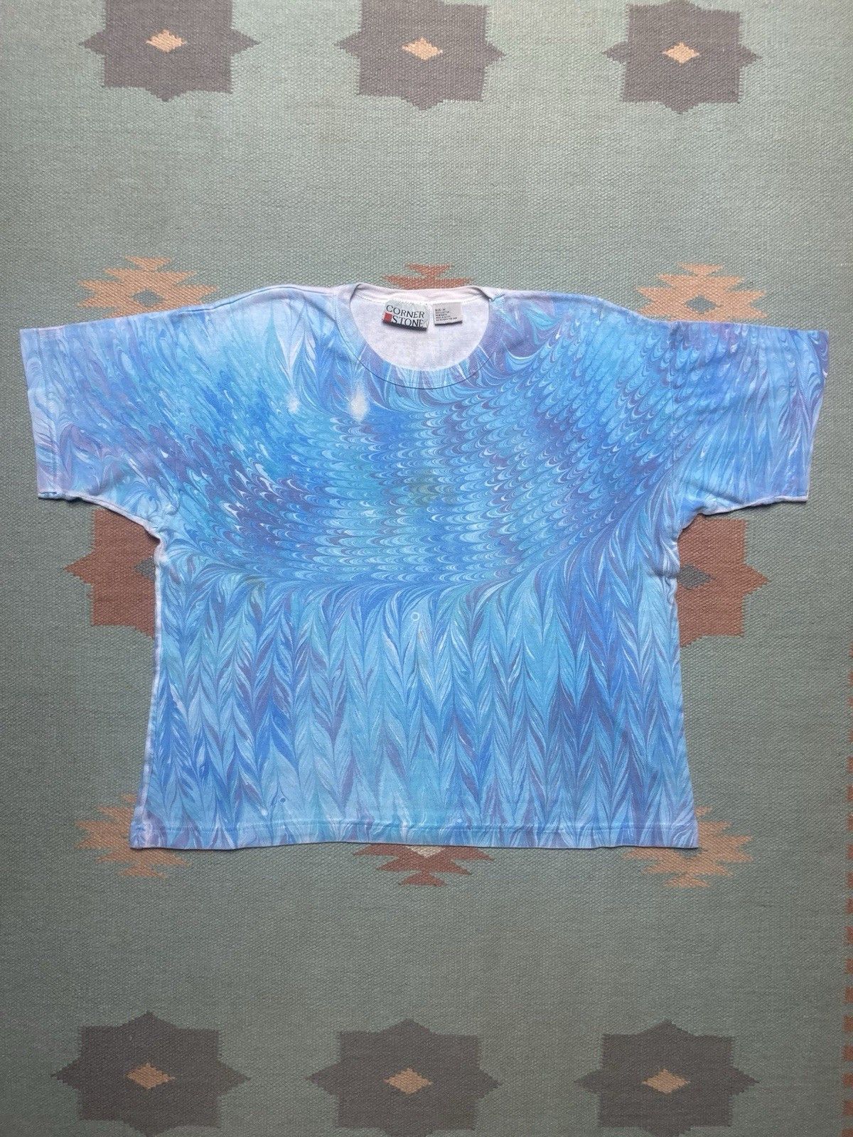 Vintage 90s t shirt peacock marble swirl print psychedelic medium Size US M / EU 48-50 / 2 - 1 Thumbnail