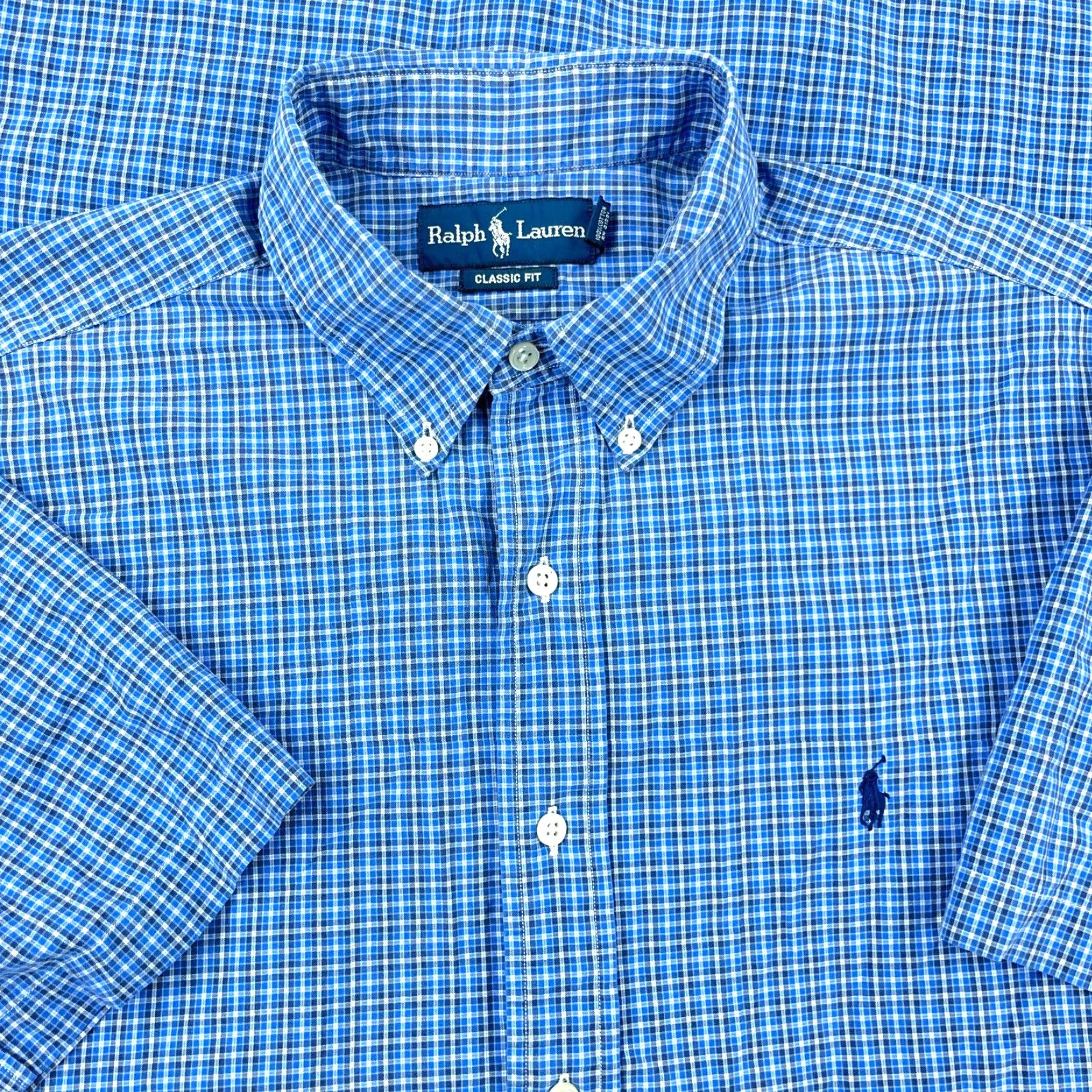 Ralph Lauren Ralph Lauren Shirt Men Large Blue Button-Up Classic Fit Plaid Camp A6 Size US L / EU 52-54 / 3 - 2 Thumbnail