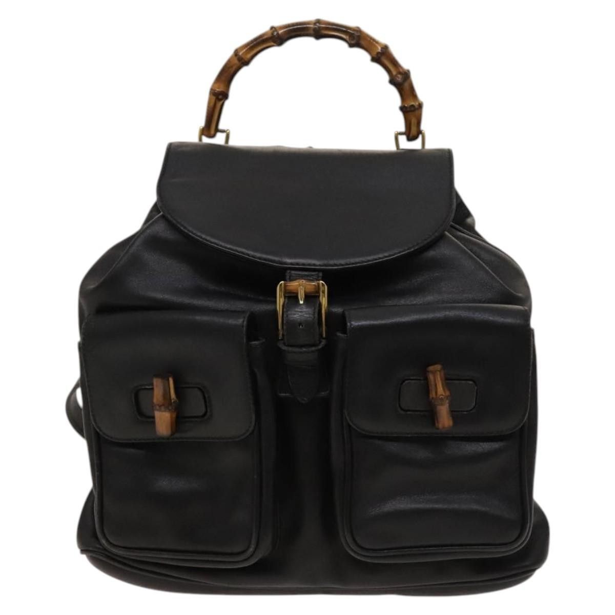 Gucci Gucci Vintage Bamboo Backpack Leather Size ONE SIZE - 1 Thumbnail