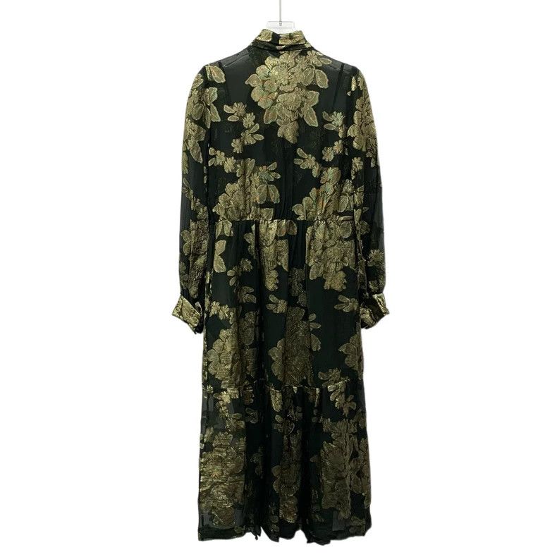 Saint Laurent Paris Saint Laurent Paris Dark green flower gold thread embroide Size XS / US 0-2 / IT 36-38 - 2 Thumbnail