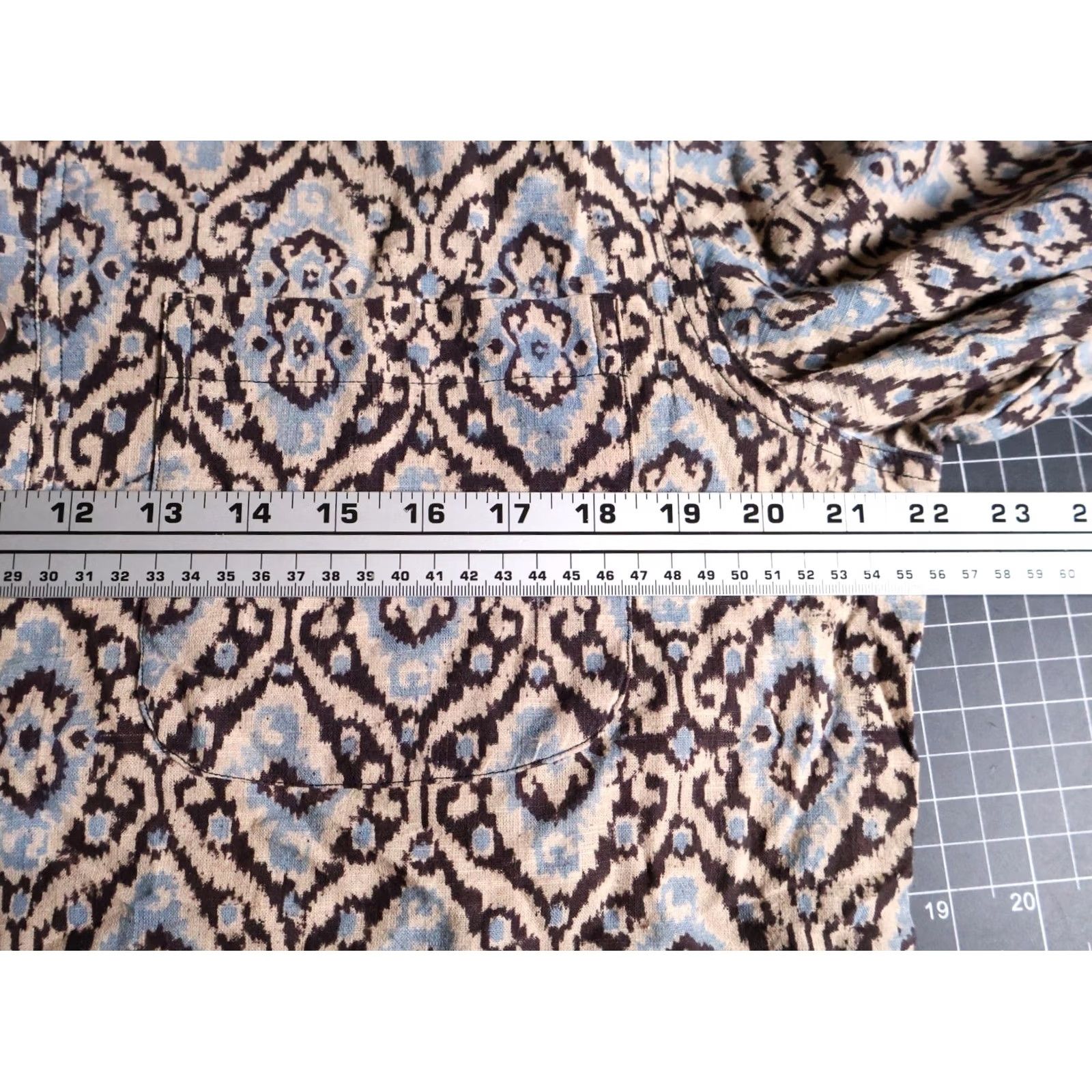 Vintage VINTAGE Fabindia Shirt Men's Medium 40 Brown Geometric Band Collar Hippie Boho Popover Button-Up Disco Size US M / EU 48-50 / 2 - 5 Thumbnail