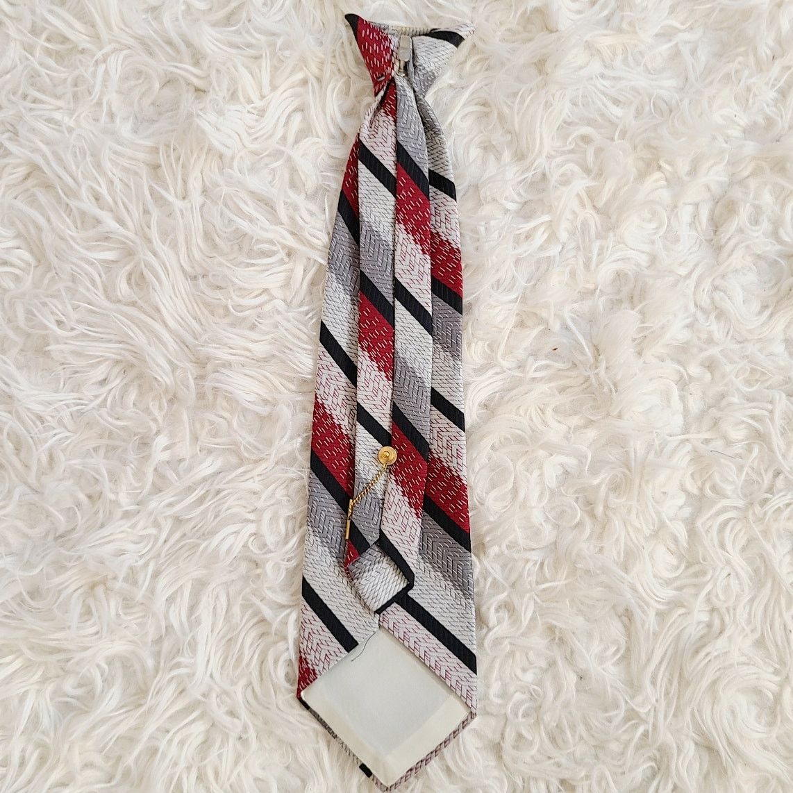 Vintage Vintage 70s EZ clip on stripped tie with gold roadrunner pin Size ONE SIZE - 3 Thumbnail