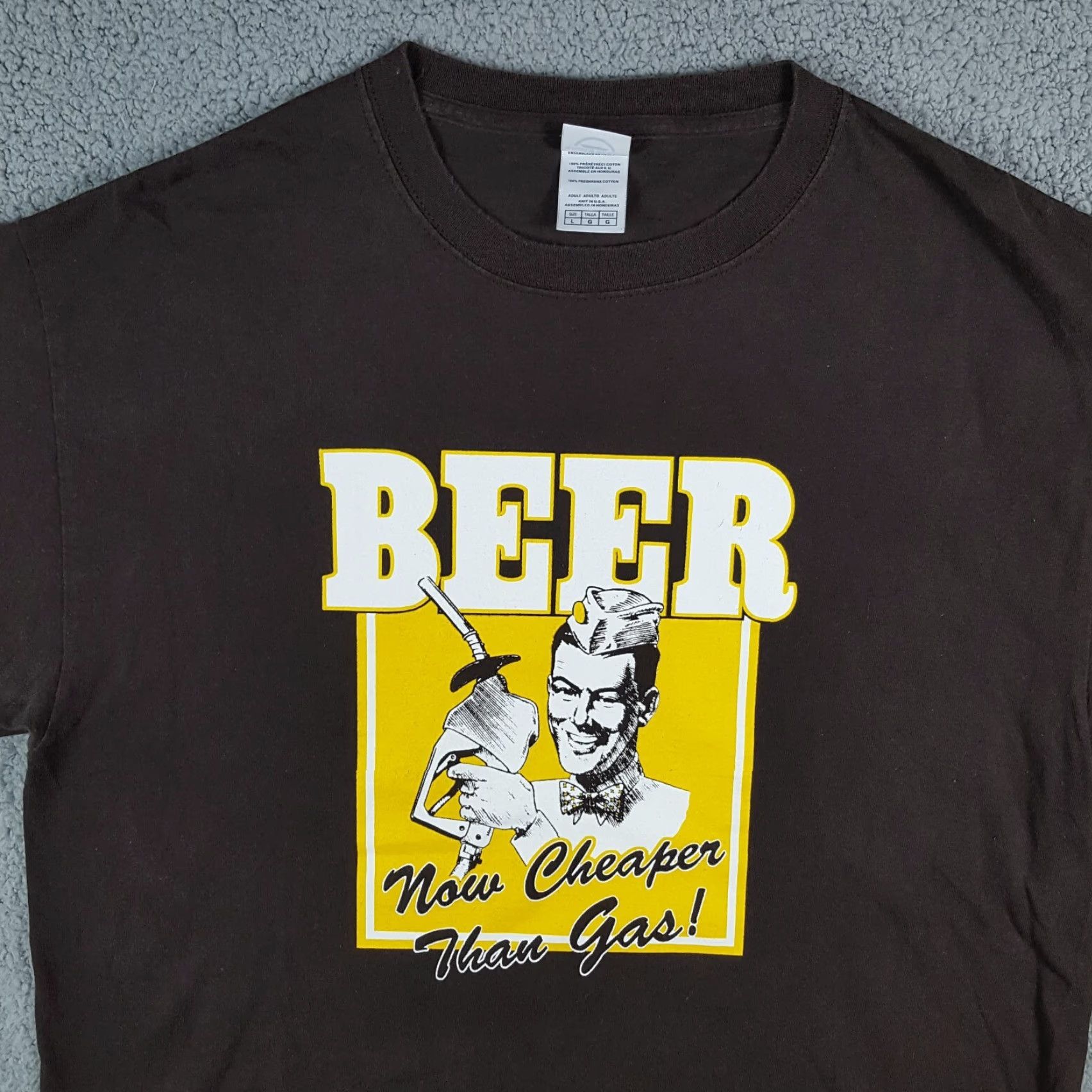 Delta VINTAGE Delta T-Shirt Shirt Mens Large Brown Y2K Beer Cartoon 90s 00s Retro Comic Funny Size US L / EU 52-54 / 3 - 2 Thumbnail
