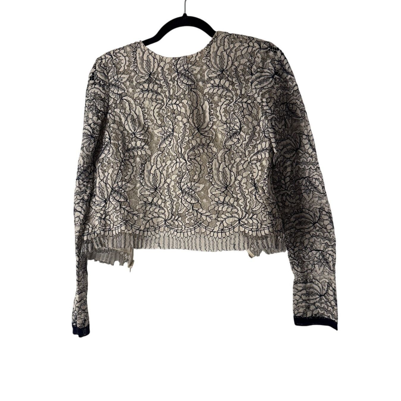 Adam Lippes Adam Lippes Women's Navy/White Floral Lace Jacket Size ONE SIZE - 2 Thumbnail
