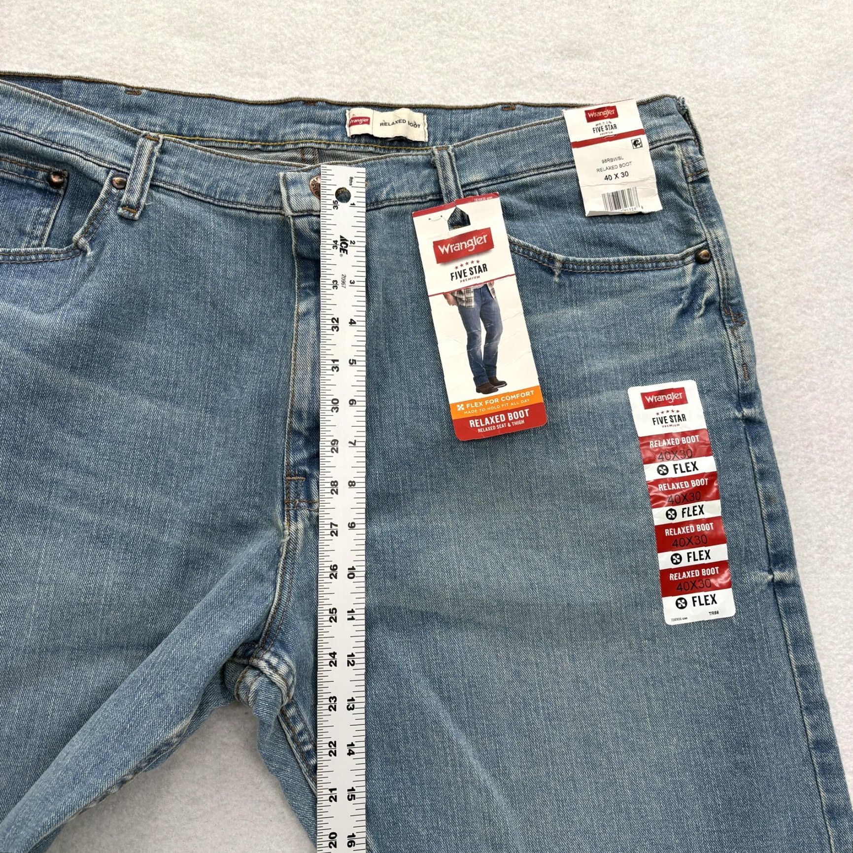 Wrangler Wrangler Five Star Premium Jeans Mens 40x30 Blue Relaxed Boot Flex Stretch Denim Jeans Size US 40 / EU 56 - 7 Thumbnail