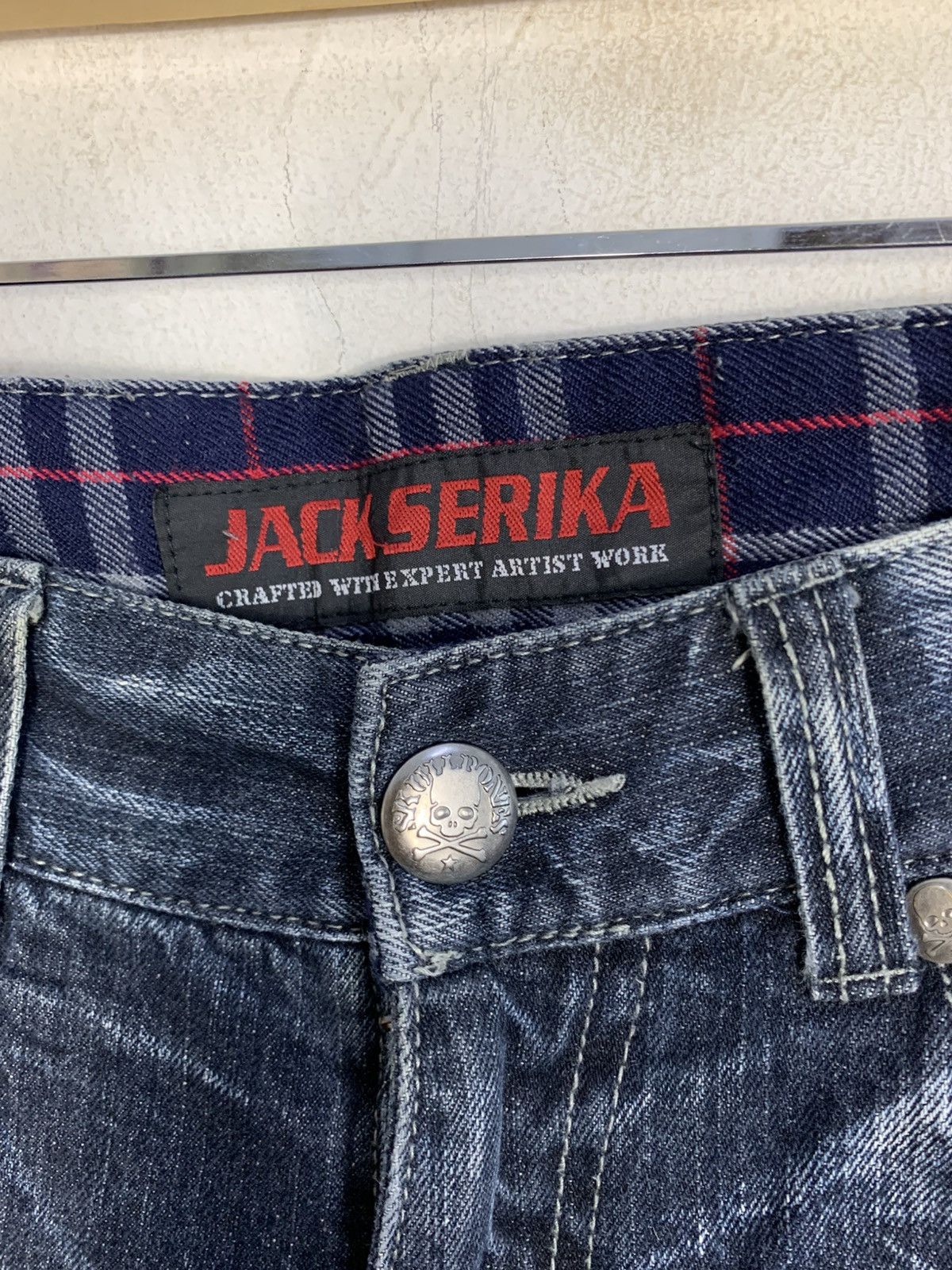 Japanese Brand Jack Serika Whisker Indigo Denim Straight Leg Zipper Pocket Size US 35 - 5 Thumbnail