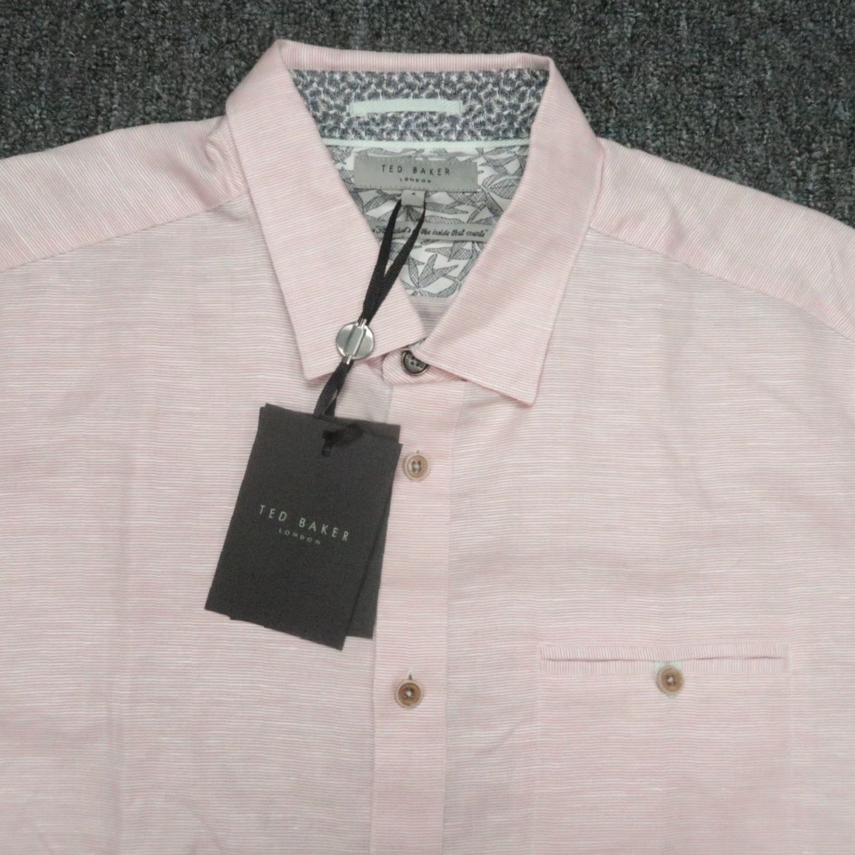 Ted Baker Ted Baker Shirt Men Large 4 Pink Pinstripe Button Up Long Sleeve Linen Blend NWT Size US L / EU 52-54 / 3 - 2 Thumbnail