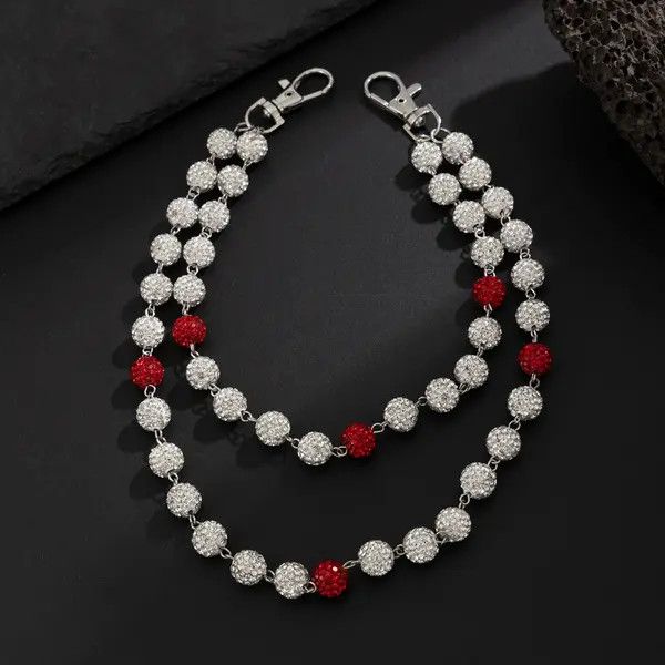 Jewelry Crystal Beaded Wallet Chain Accessory, Pants Chain Size ONE SIZE - 2 Thumbnail