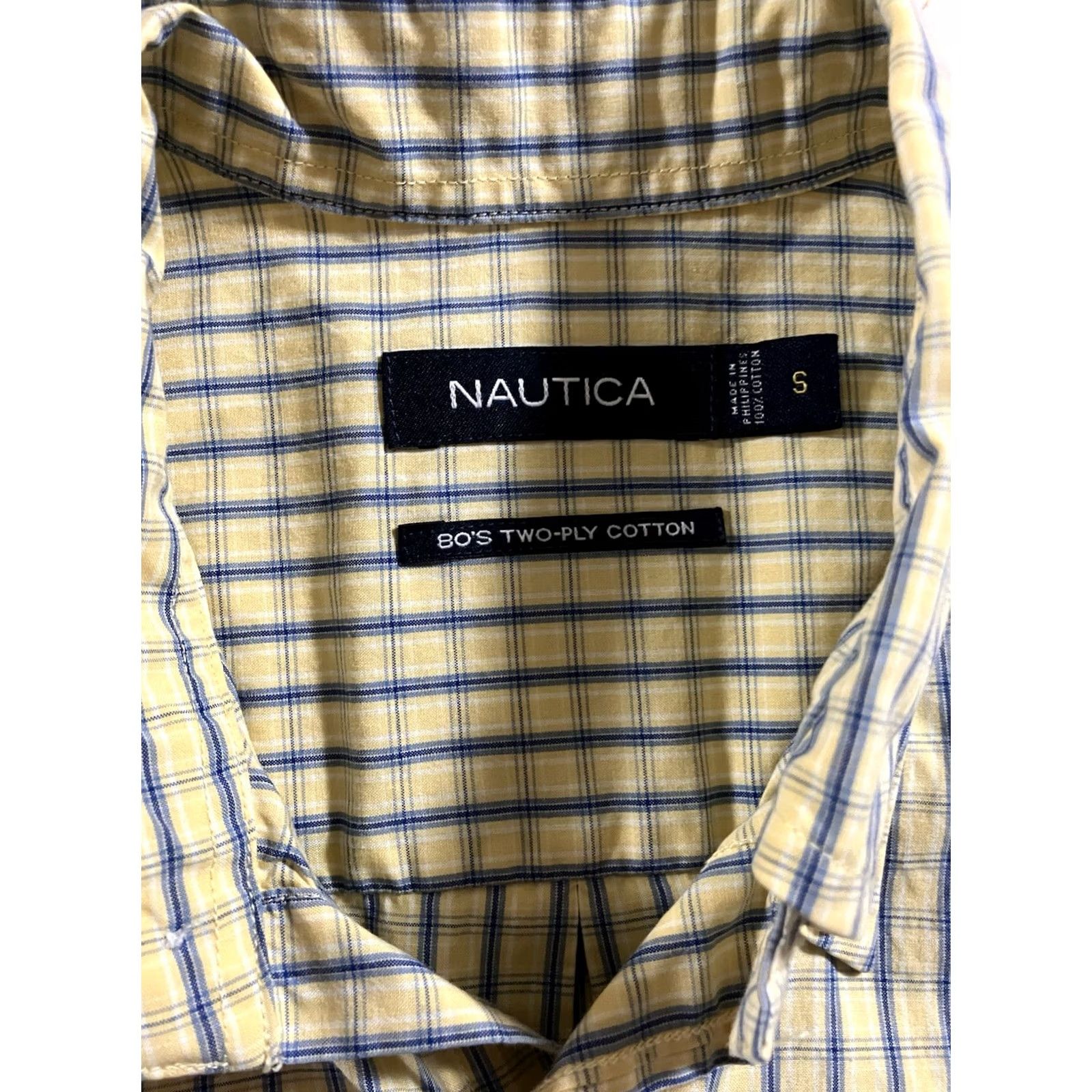 Nautica Nautica Shirt Men S Short Sleeve Button-Up Yellow Blue Two-Ply Cotton Shirts Mens Short Sleeve Button Up Yellow Blue S Size US S / EU 44-46 / 1 - 4 Thumbnail