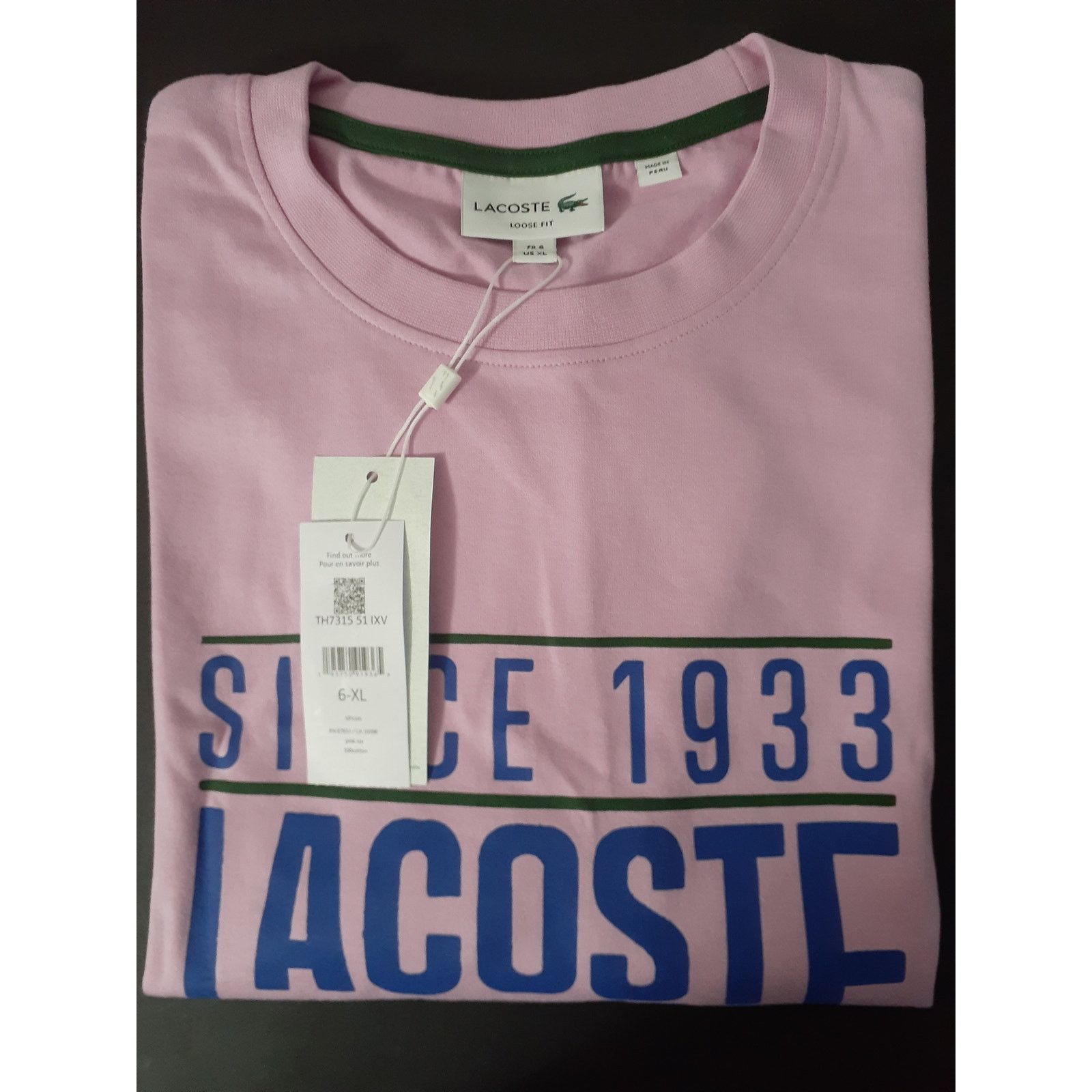Lacoste Lacoste Men's Loose Fit Front Croc Graphic T-Shirt Gelato XL Size US XL / EU 56 / 4 - 2 Thumbnail