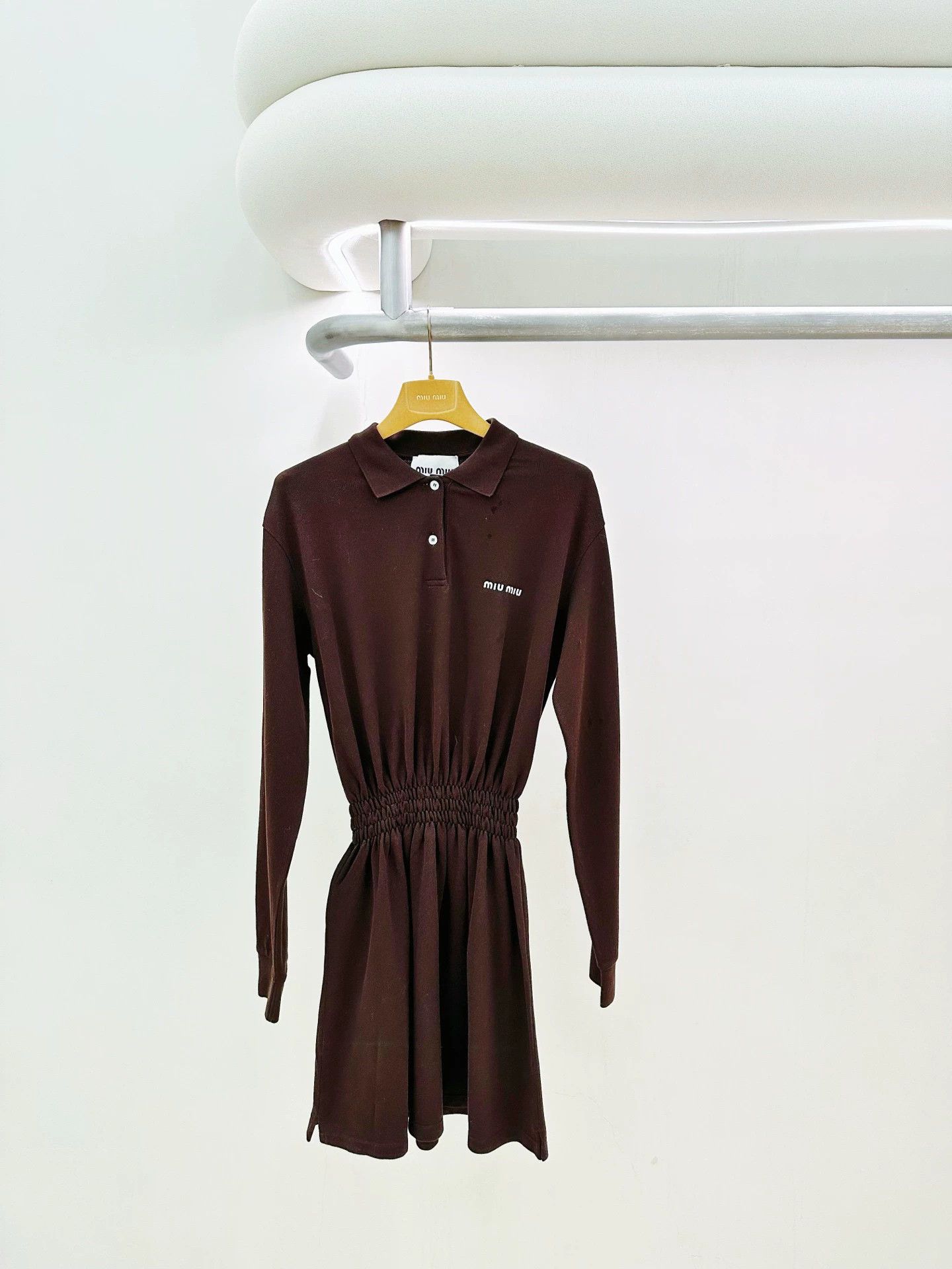 Miu Miu MIU MIU Chocolate Polo Collar Dress 99 New 38 Size XS / US 0-2 / IT 36-38 - 1 Thumbnail