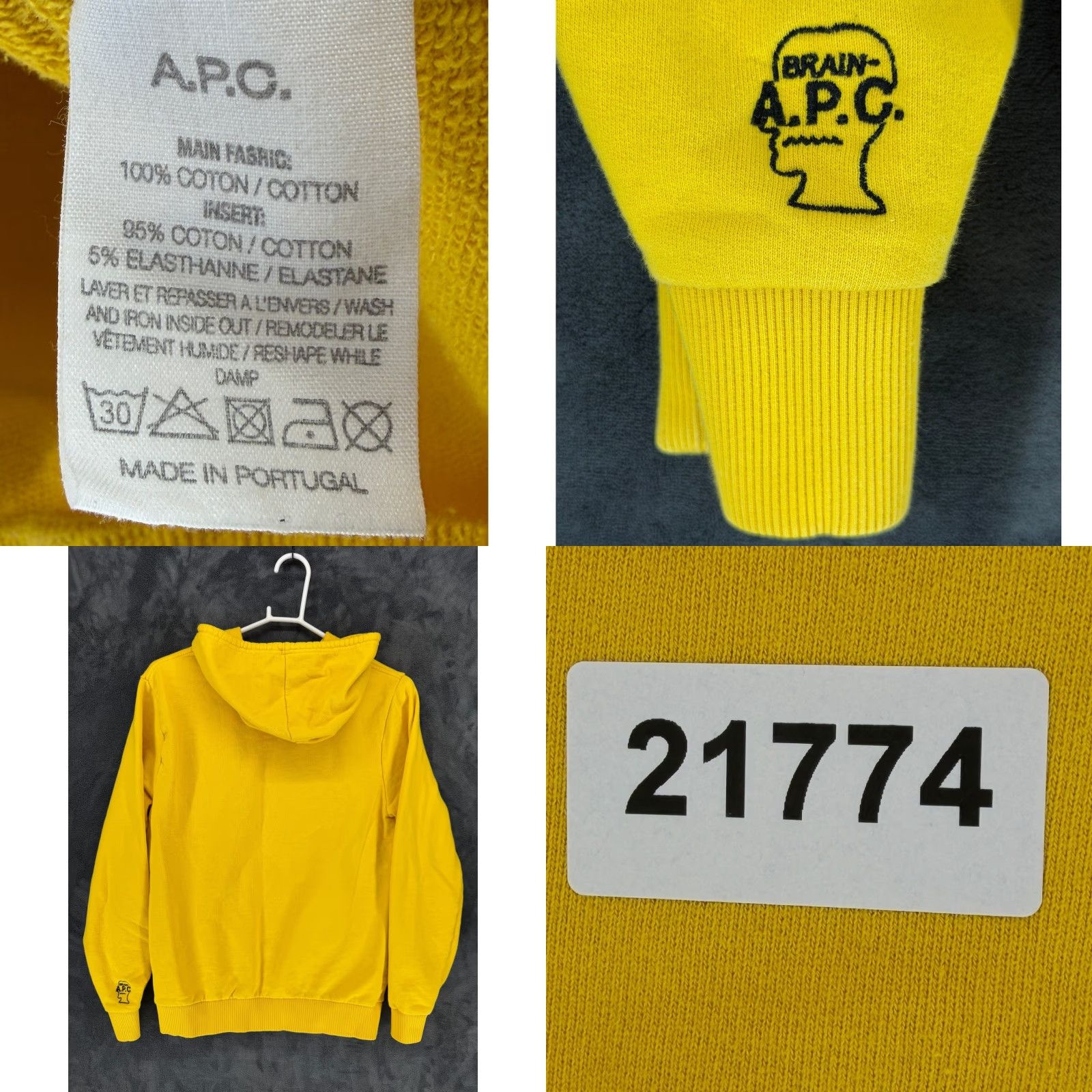 Brain Dead VINTAGE APC x Brain Dead Future Shock Hoodie Mens S Yellow Graphic Print Pullover Hooded Pockets Embroidered Logo Portugal Size US S / EU 44-46 / 1 - 8 Thumbnail