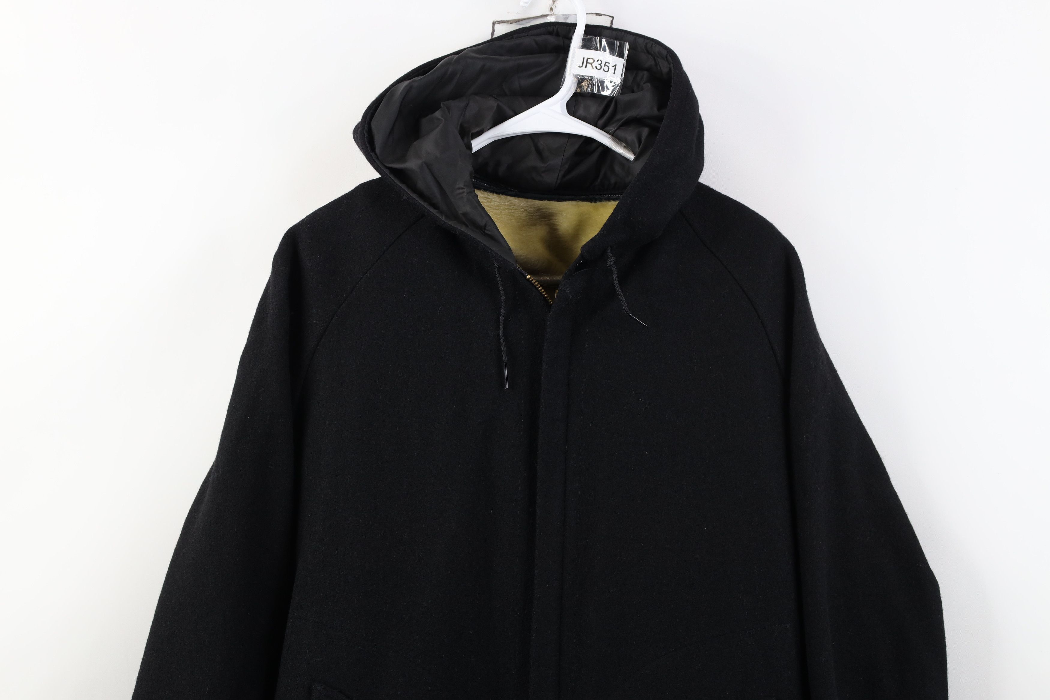 Vintage Vintage 50s Fleece Lined Wool Hooded Parka Jacket Black USA Size US XL / EU 56 / 4 - 2 Thumbnail