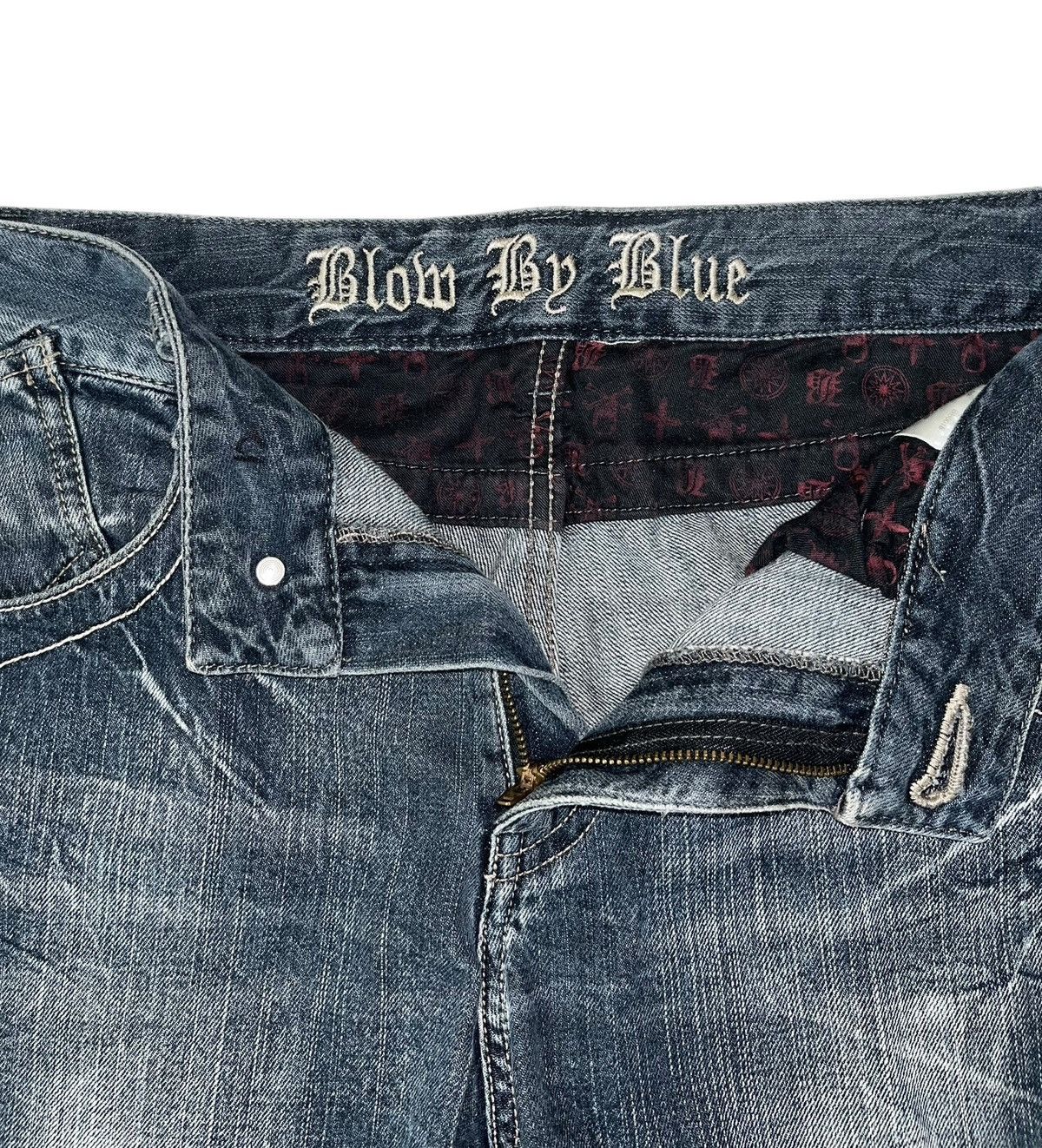 Japanese Brand Japan Brand Blow By Blue Stone Wash Patches Denim Jeans Size US 33 - 14 Thumbnail