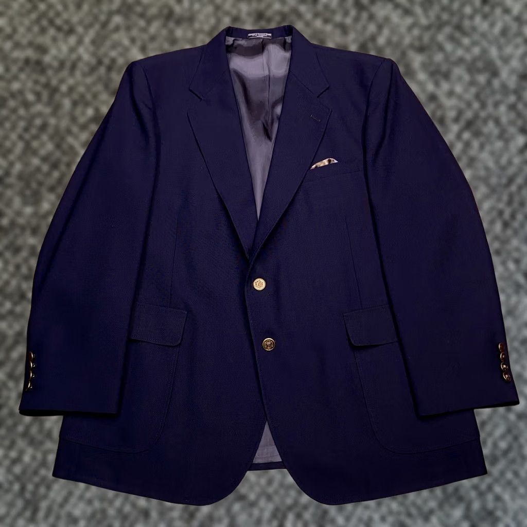 Vintage VINTAGE Arnold Palmer Sport Coat Mens 46R Navy Blue Wool Blazer Gold Buttons Jacket Blazer 90s Mens Size 46R - 1 Thumbnail