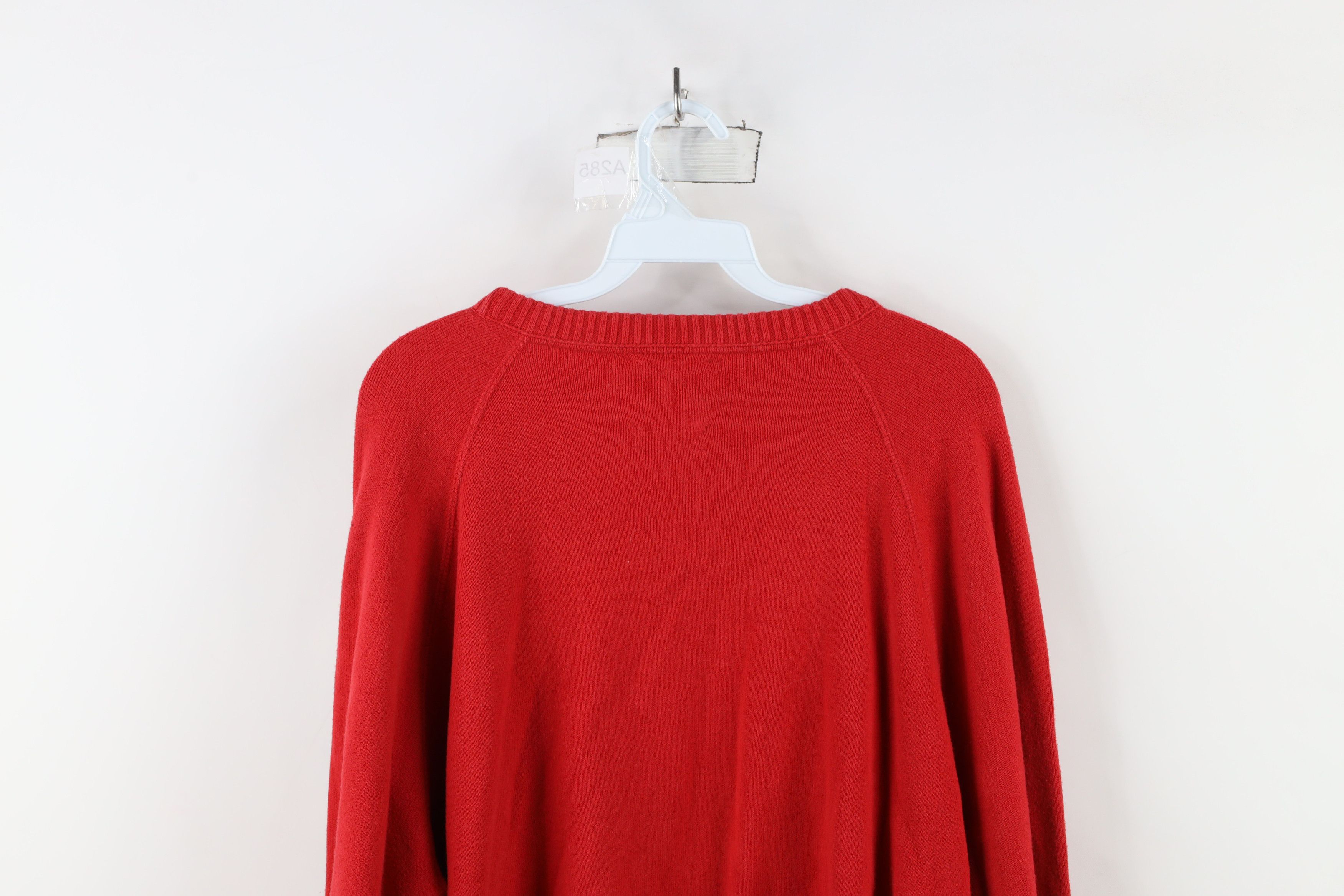 Vintage Vintage 90s Streetwear Cotton Knit Crewneck Sweater Red USA Size US XL / EU 56 / 4 - 12 Thumbnail