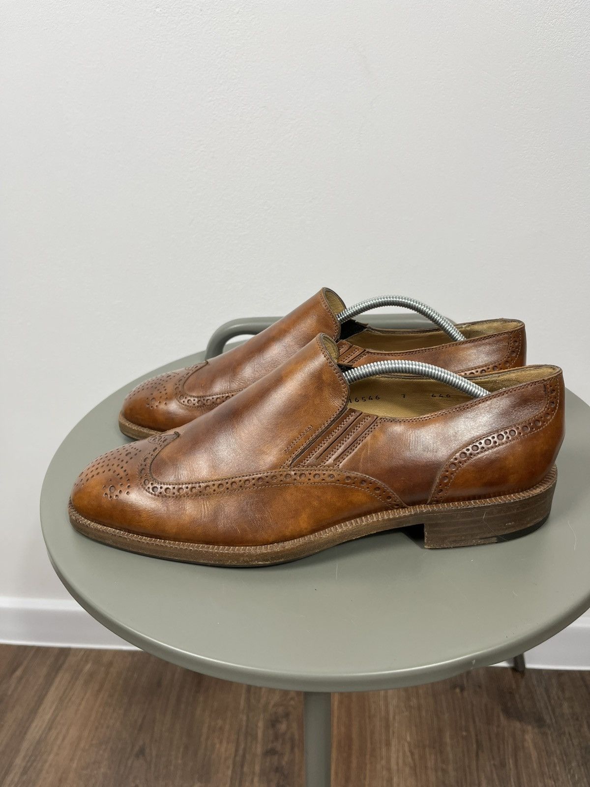 Gravati Gravati Brown Leather Brogue Slip On Dress Shoes US 7 EU 40 Size US 7 / EU 40 - 8 Thumbnail