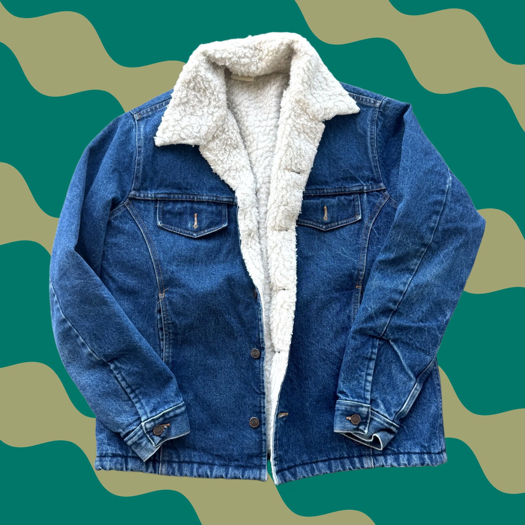 Vintage VINTAGE Y2k Denim Blue Jean Sherpa Trucker Button Up Jacket Men's L Size 36" / US 14 / IT 50 - 1 Thumbnail