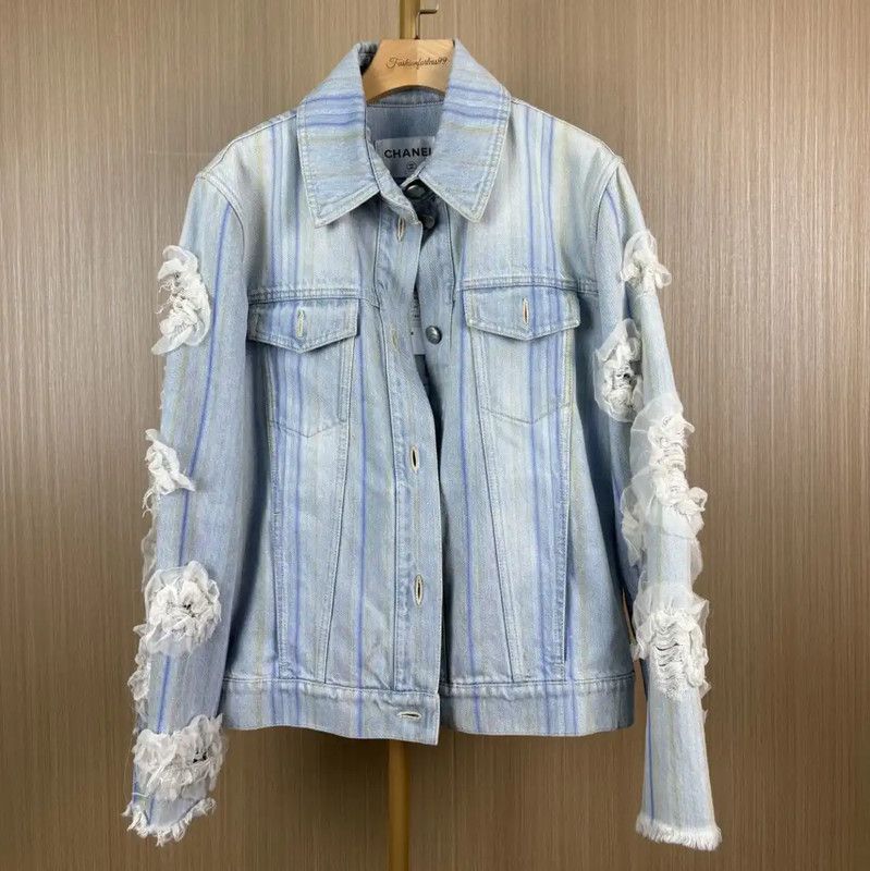 Chanel Chanel Light Blue Cotton Women's Cardigan 0089 Size M / US 6-8 / IT 42-44 - 1 Thumbnail