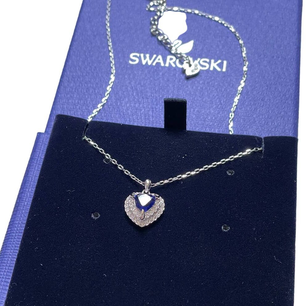 Swarovski Swarovski One pendant Heart, Blue, Rhodium plated Necklace Size ONE SIZE - 4 Thumbnail