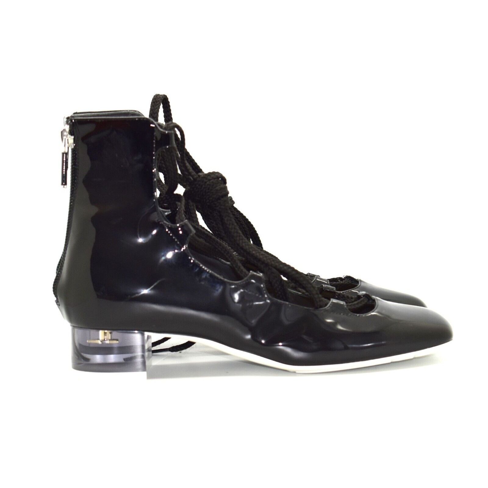 Dior NEW CHRISTIAN DIOR Patent Lace Up Zip Ankle Boots 36 $1550 Size US 6 / IT 36 - 3 Thumbnail