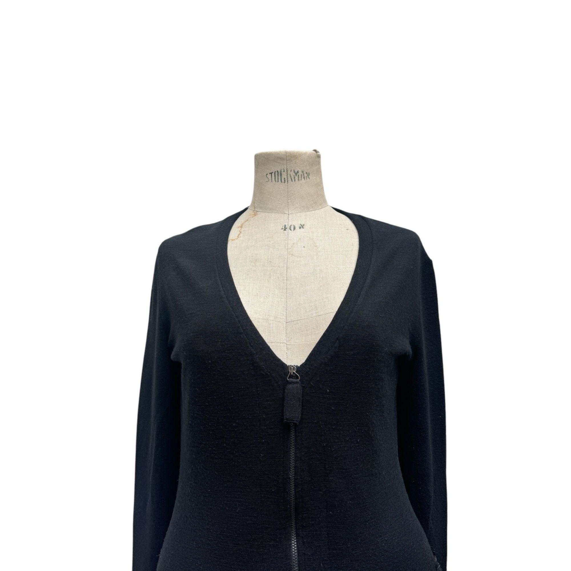 Jean Paul Gaultier Vintage Black Wool Front zipped Dress Size L / US 10 / IT 46 - 2 Thumbnail