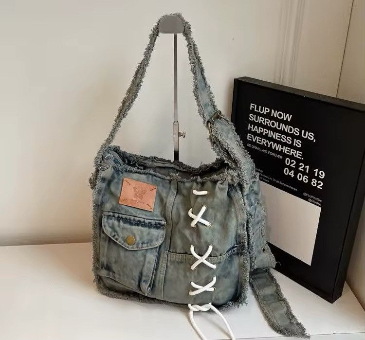 Japanese Brand Washed Denim Shoulder Bag Size ONE SIZE - 3 Thumbnail