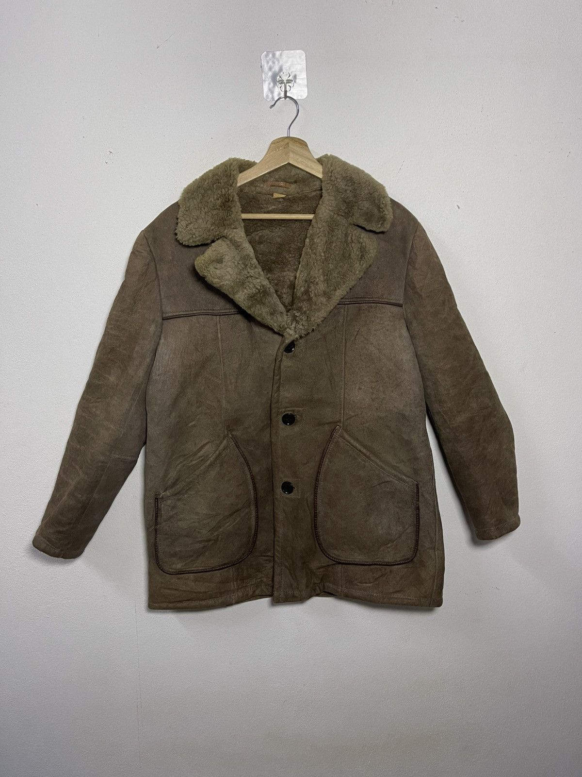 Vintage Vintage Brown Suede Genuine Sheepskin Shearling Rancher Coat Size US L / EU 52-54 / 3 - 1 Thumbnail