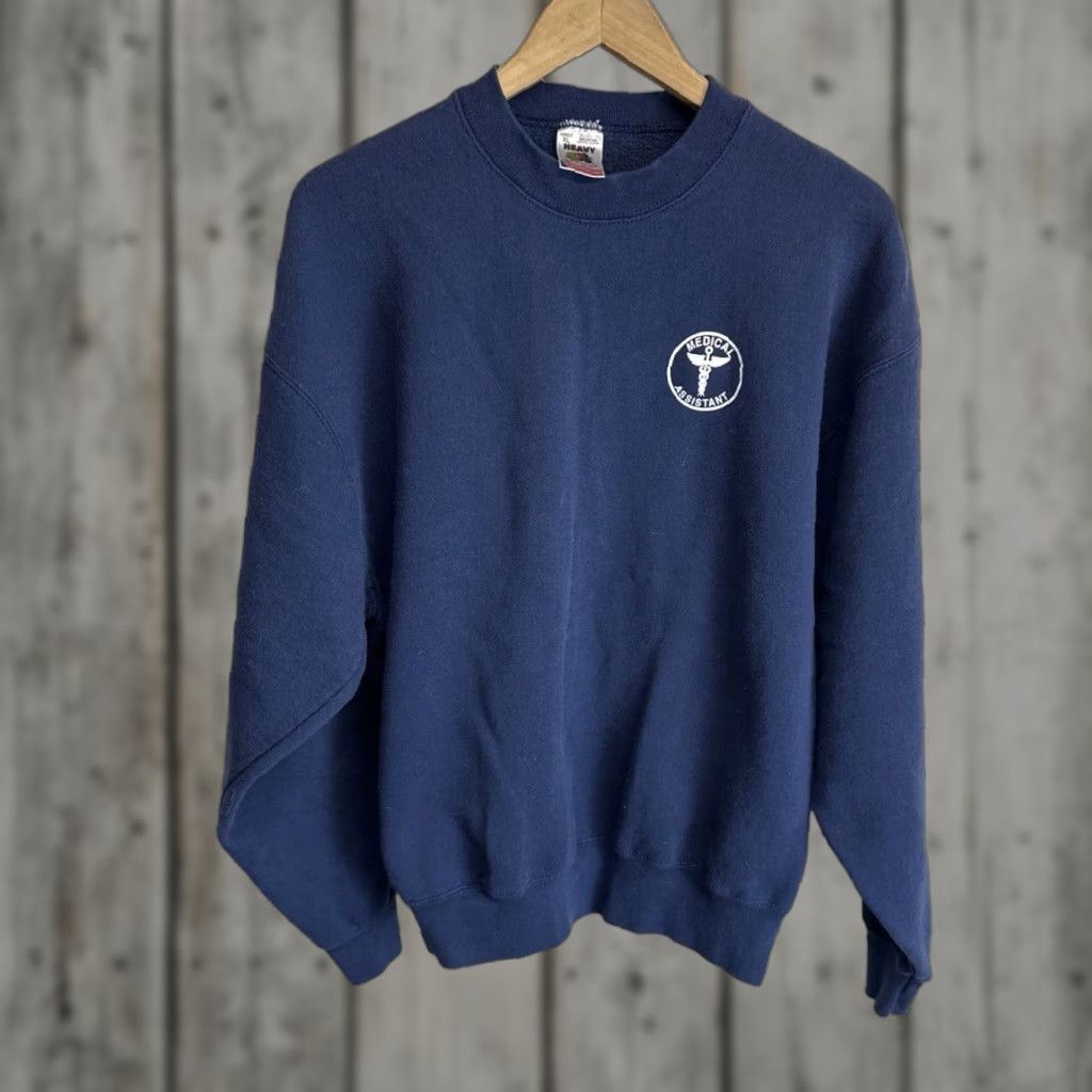 VINTAGE Fruit Of The Loom Medical Assistant Blue Crewneck Sweatshirt XL Men 90s