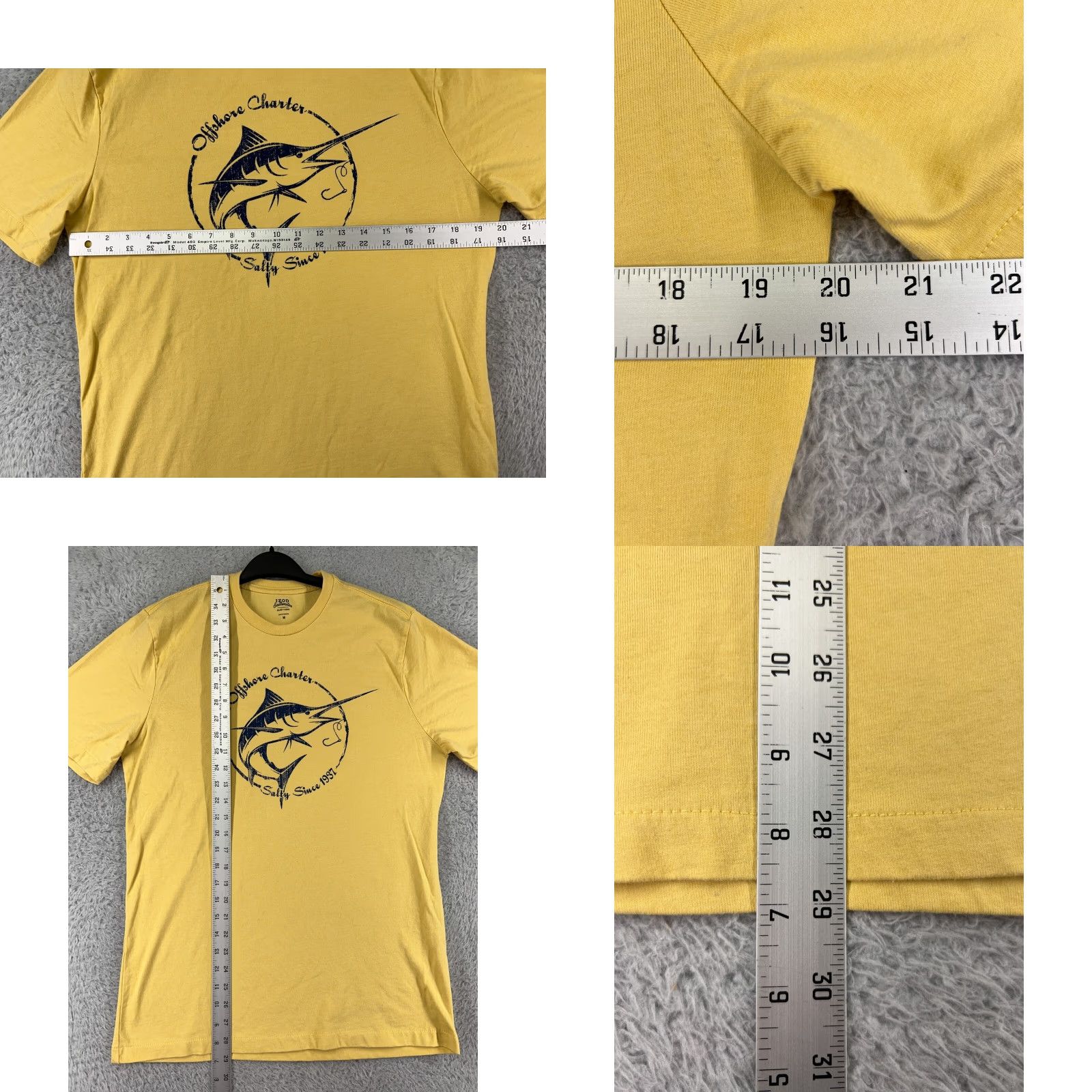 Izod IZOD Shirt Mens M Yellow Saltwater Offshore Charter Swordfish Angler Cotton Size US M / EU 48-50 / 2 - 9 Thumbnail