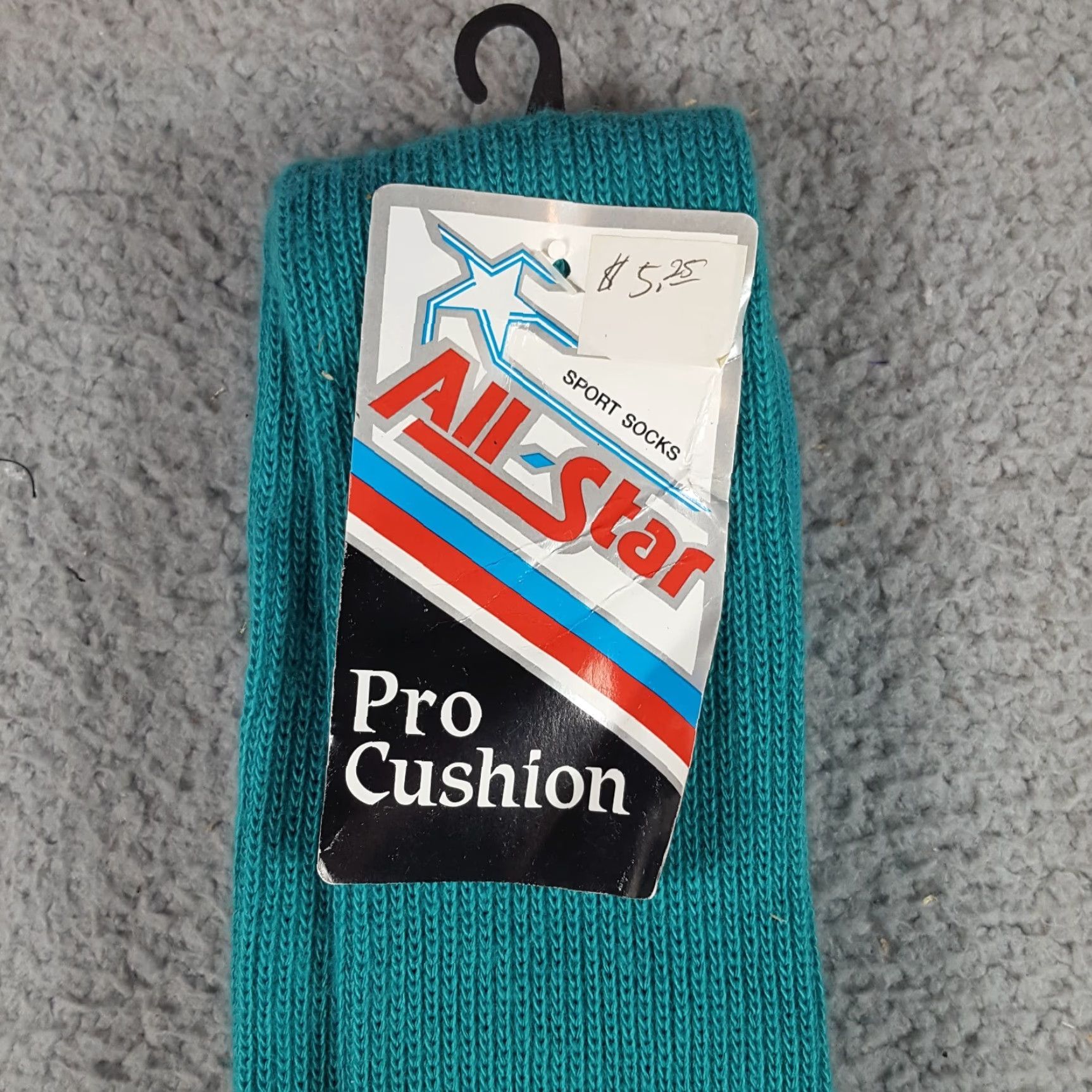 Altea VINTAGE All-Star Socks Sport Pro Cushion Men's 8-10 USA Knit Teal Blue 80s 90s Athletic Socks Mens Size ONE SIZE - 2 Thumbnail