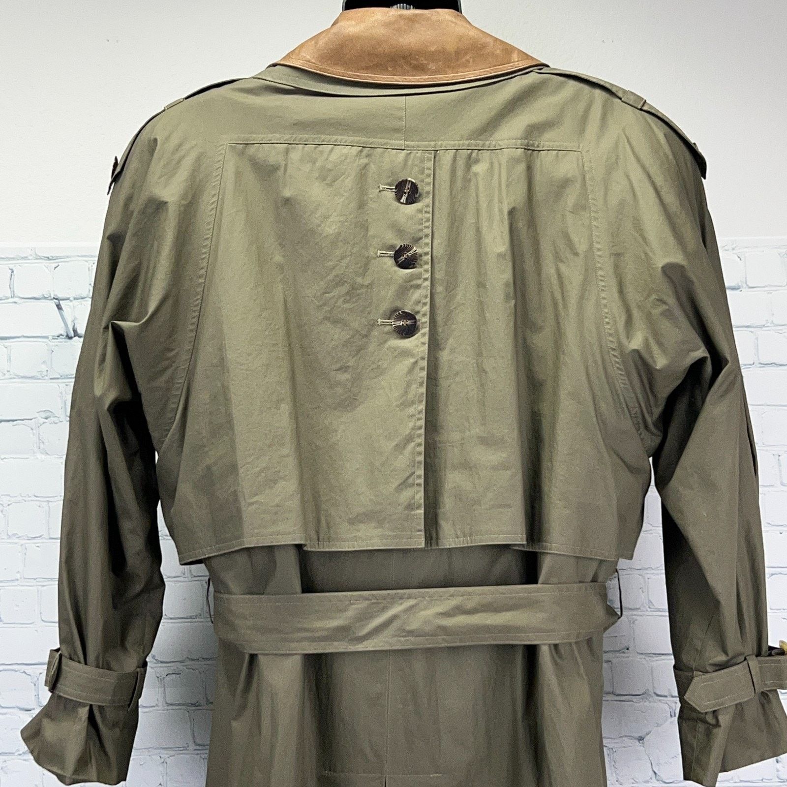 Vintage Vintage 90s Gallery Trench Coat Raincoat OD Green Womens 12 Size XL / US 12-14 / IT 48-50 - 12 Thumbnail
