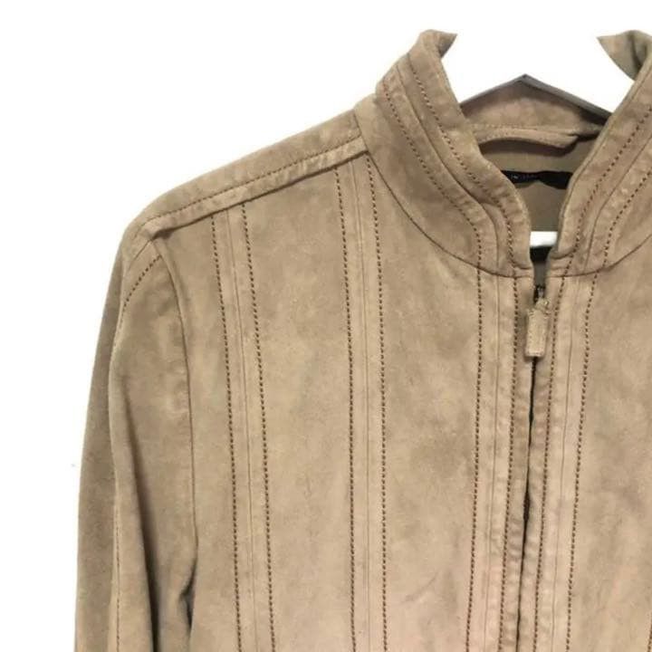 Gucci GUCCI Suede Leather Single Rider Jacket Beige 48 Size US M / EU 48-50 / 2 - 4 Thumbnail