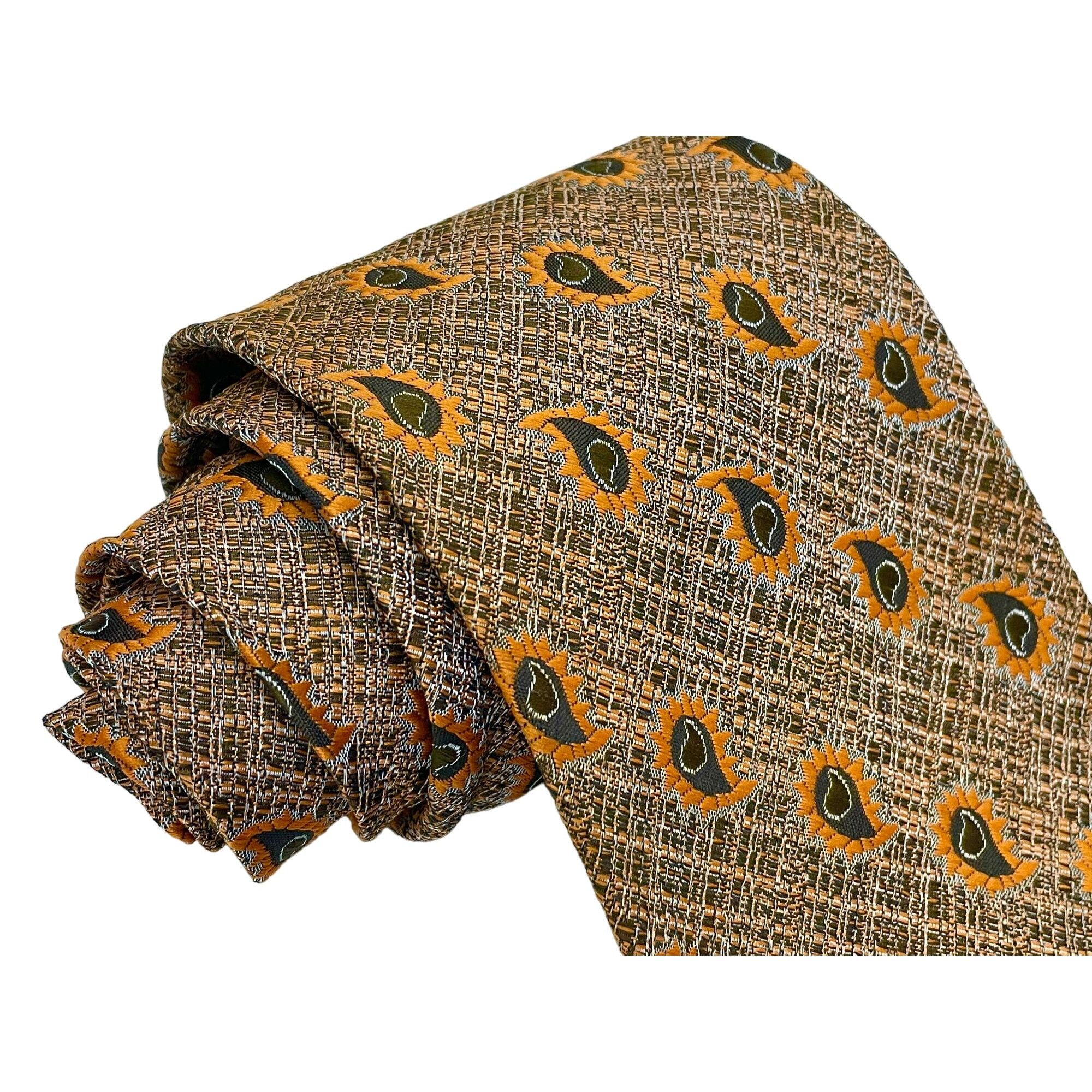 Other Vtg Danbury Brown Orange PAISLEY Wide MoD DISCO Necktie Size ONE SIZE - 1 Thumbnail