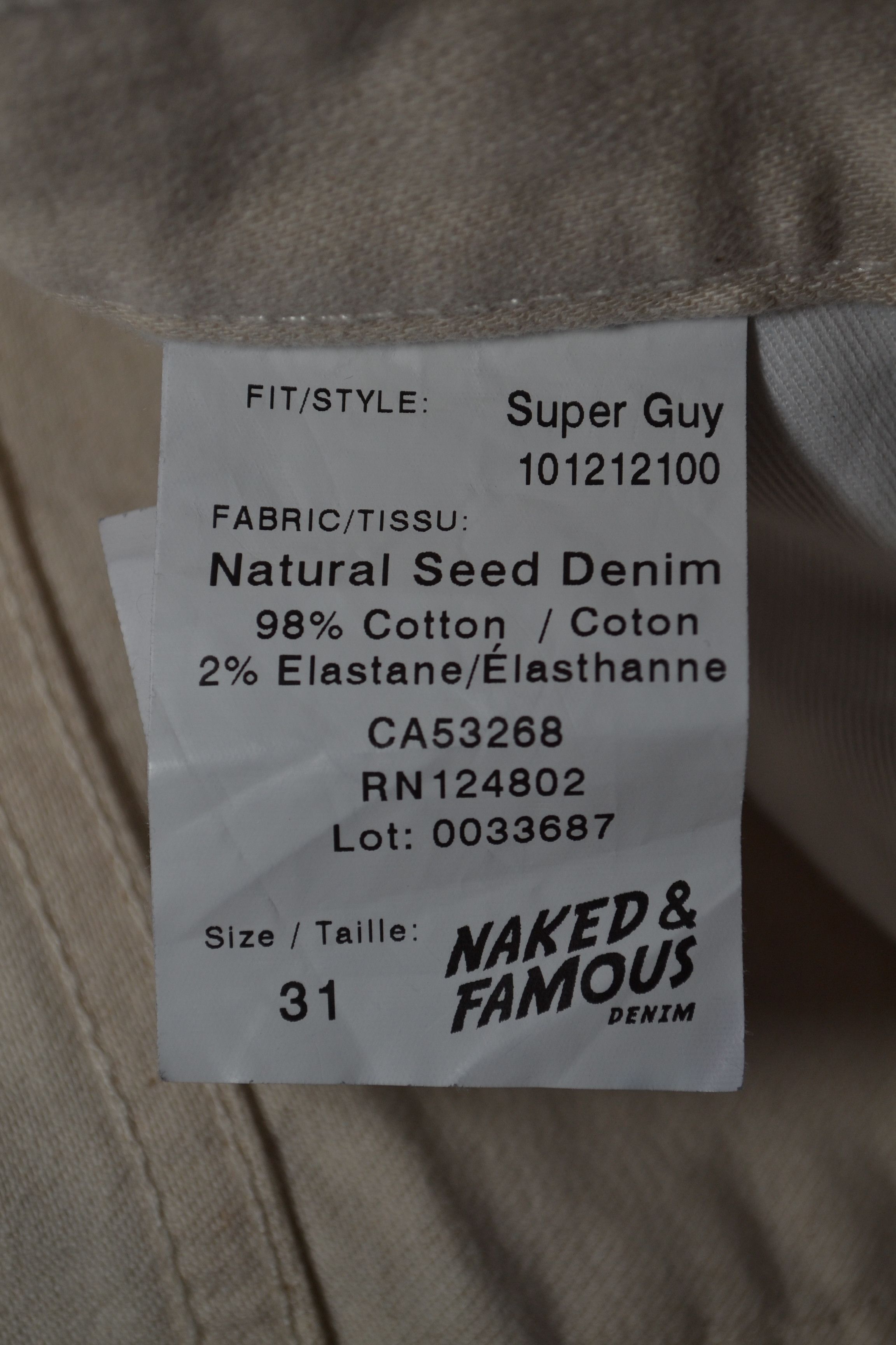 Naked & Famous Naked & Famous Super Guy Natural Seed Denim 31 Jeans Size US 31 - 10 Thumbnail