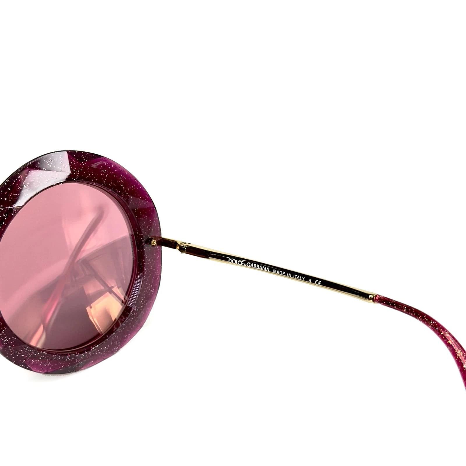 Dolce & Gabbana Dolce & Gabbana DG6105 6105 Fuchsia Glitter Round Sunglass Size ONE SIZE - 3 Thumbnail