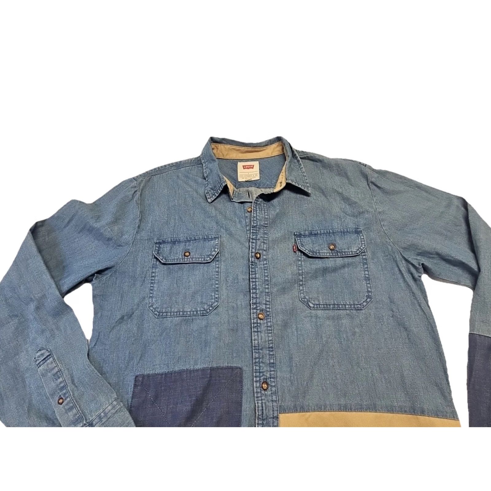 Levi's Levi’s Patchwork Chambray Shirt Mens L Colorblock Denim Button Up Workwear Size US L / EU 52-54 / 3 - 3 Thumbnail
