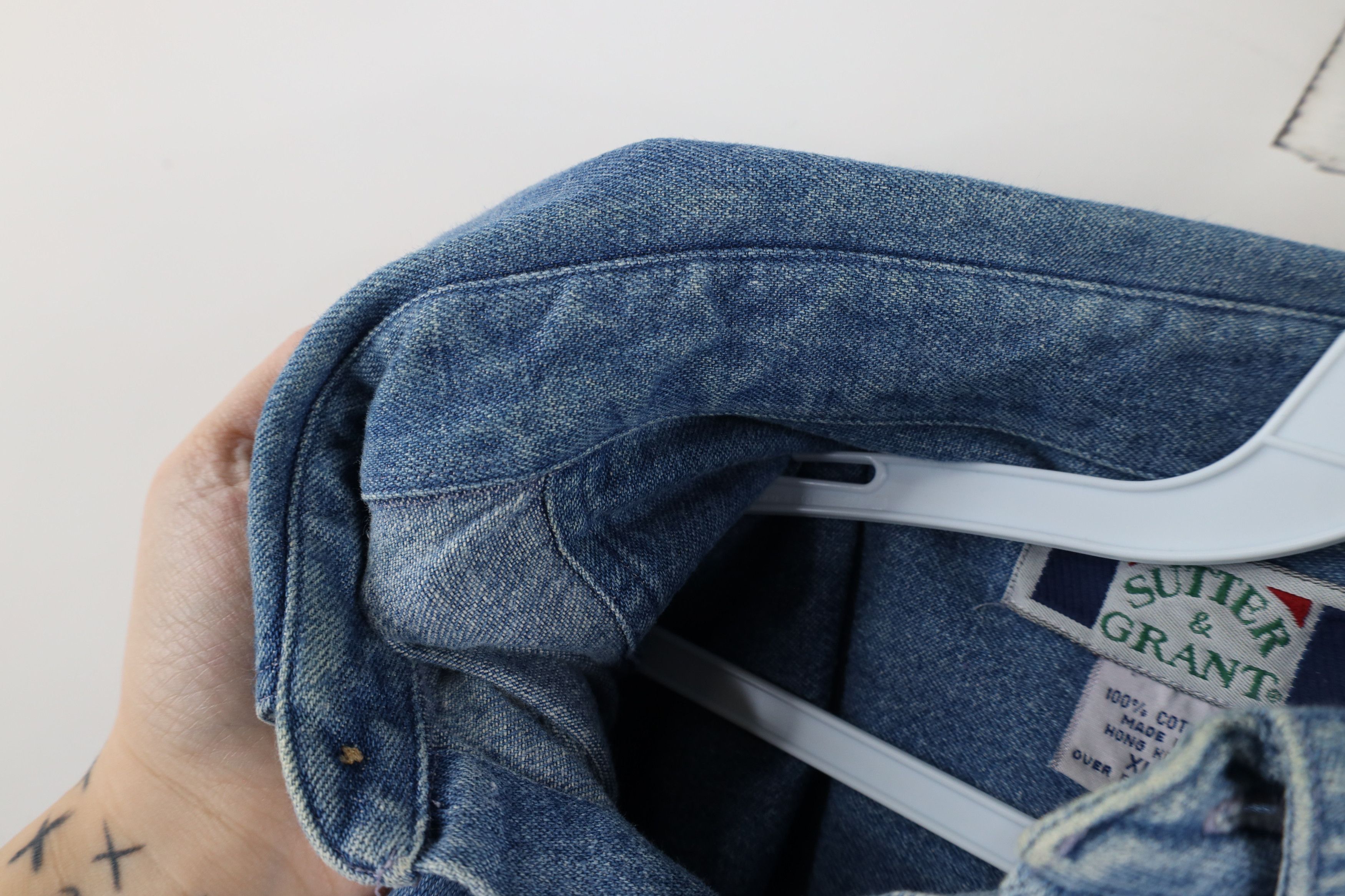 Vintage Vintage 90s Streetwear Denim Jean Button Down Shirt Blue Size US XL / EU 56 / 4 - 10 Thumbnail