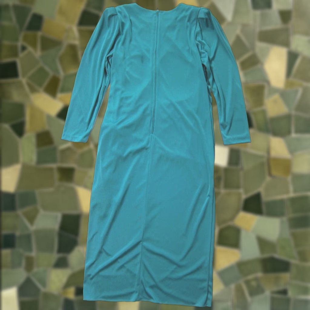 Vintage Vintage Pellini After 5 Green Long Sleeve Ruched Ruffle Cocktail Dress Women L Size L / US 10 / IT 46 - 1 Thumbnail