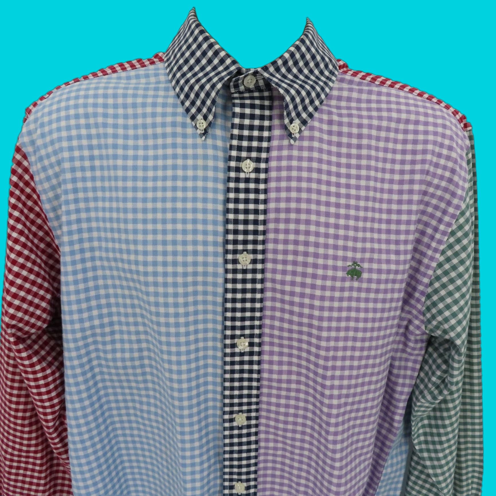 Brooks Brothers Button-Up Shirt Medium Regular Colorblock Gingham Long Sleeve