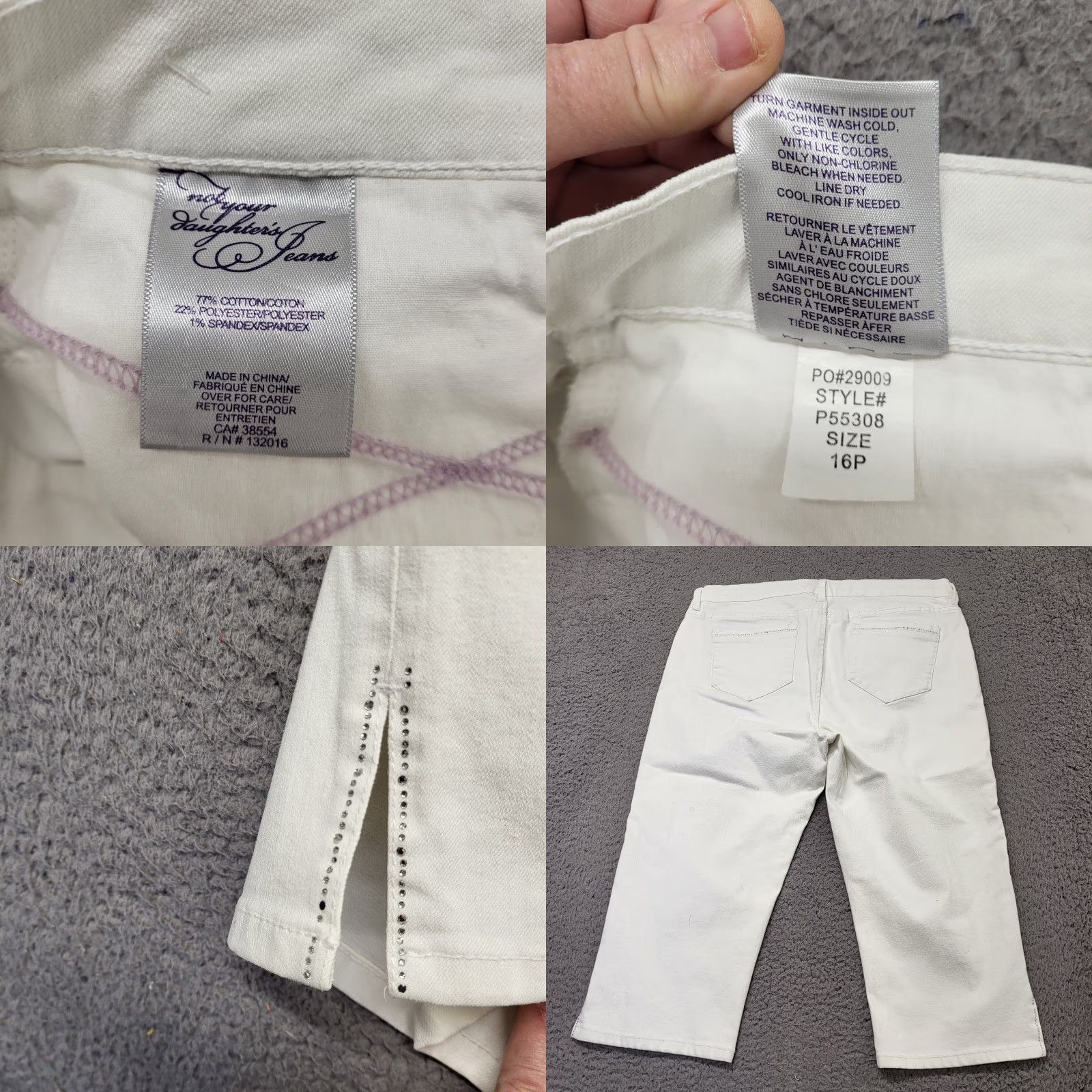 NYDJ VINTAGE? No — NYDJ Capris Jeans Women 16P Denim Chloe Bling Outline White 5-Pocket Stretch Regular NYDJ Chloe USA Preppy City 16P Womens Capris Jeans Size 38" / US 16 / IT 52 - 9 Thumbnail