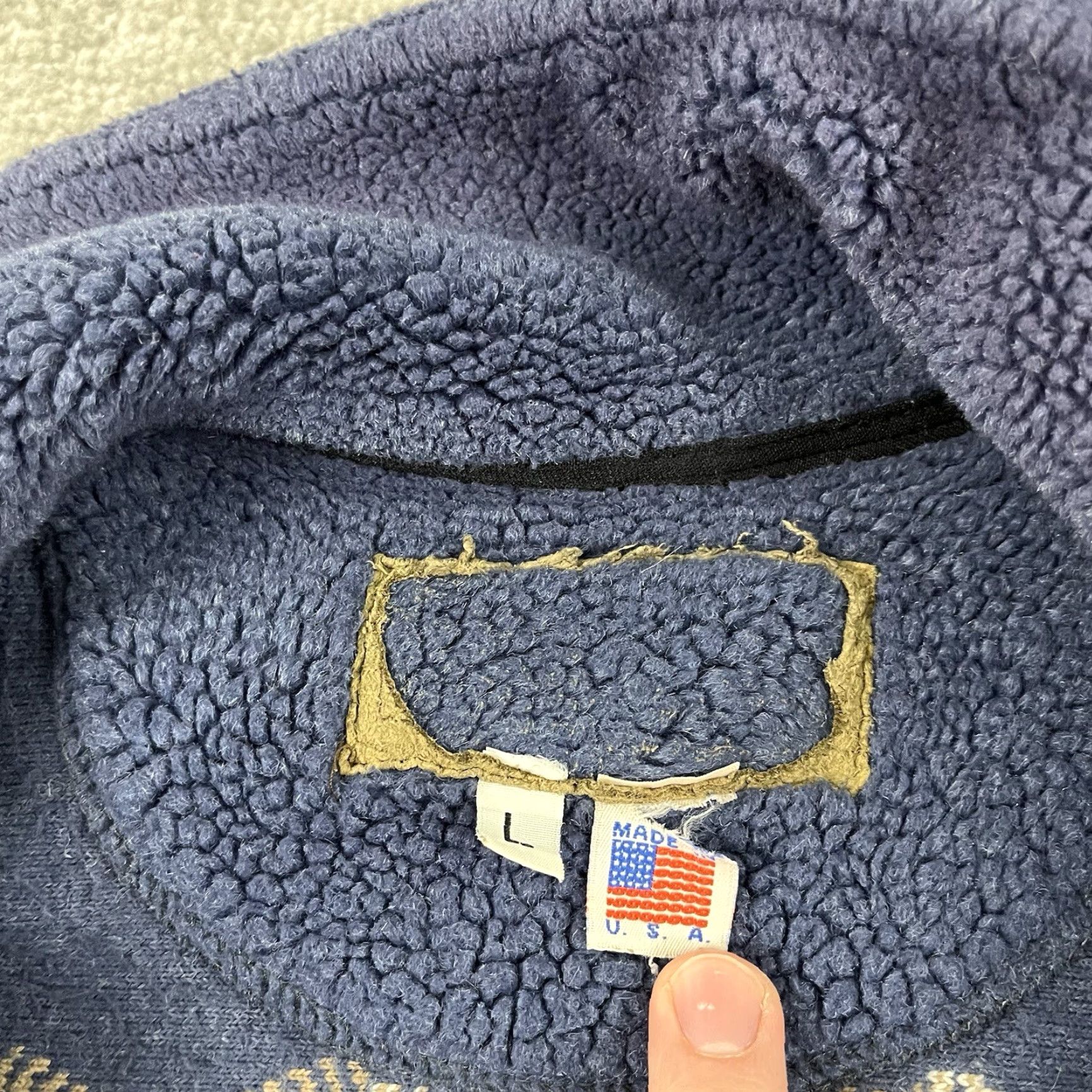 Native VINTAGE Sweater Adult Men Large Blue Fleece Wolves Native Tribal Nature Full Zip Men Size US L / EU 52-54 / 3 - 3 Thumbnail