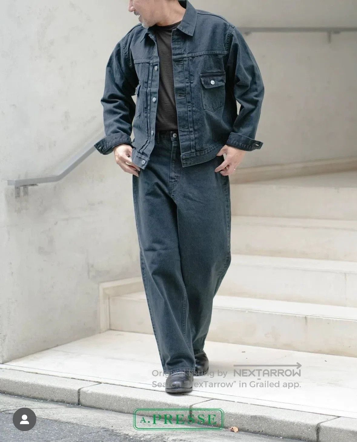 A.PRESSE APRESSE Black Denim Jacket. Size US M / EU 48-50 / 2 - 4 Thumbnail